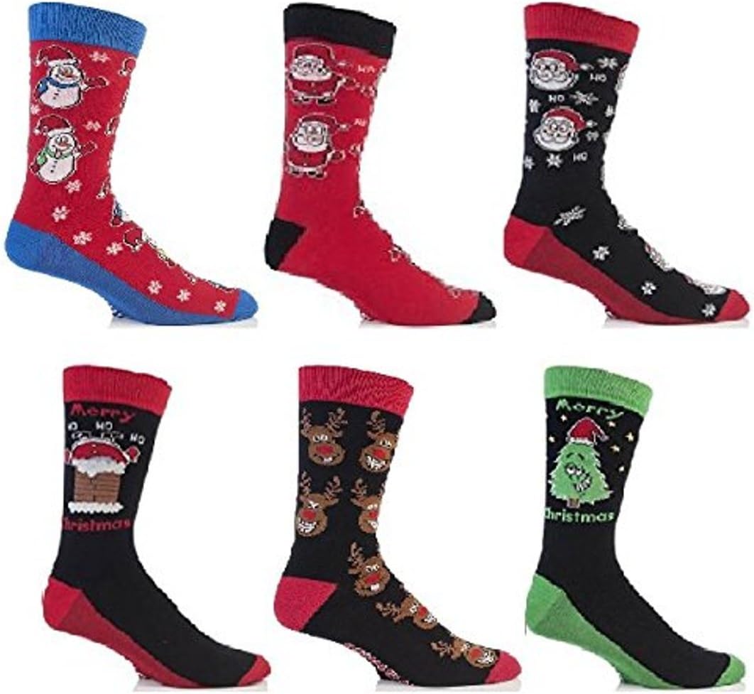3 Pairs Mens Festive Feet Novelty Christmas Socks 6-11 UK 39-45 EUR (Style May Vary)