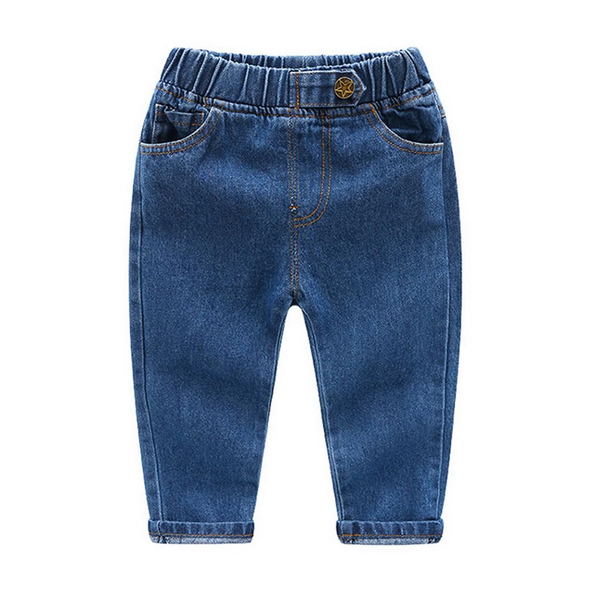 Lot de 2 Jeans pour Bébé Garçon Pantalon en Denim Taille Élastique Jeans Décontracté Pantalon Droit Denim pour Tout-Petits Enfants Garçon 9 Mois-5 Ans Printemps Automne