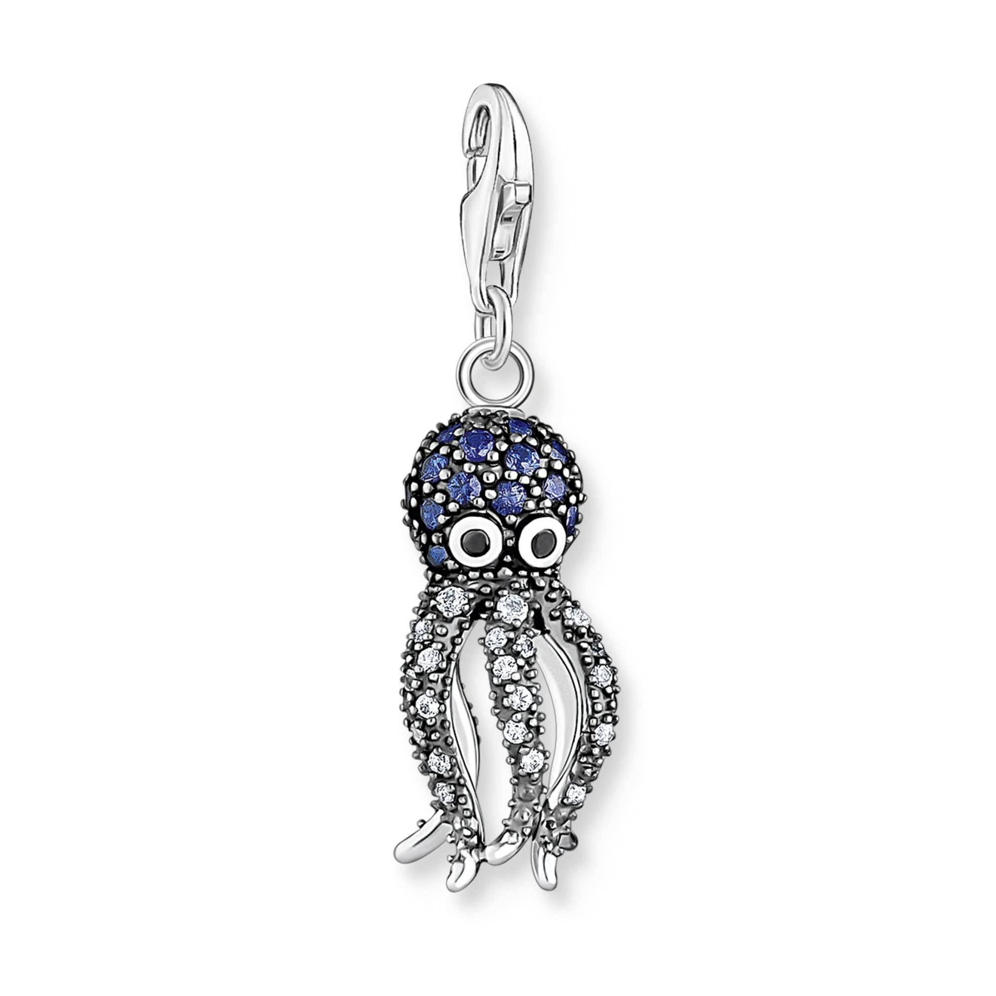 FNSK Dangle Charm Pendant, Blue Octopus Charm Pendant 925 Sterling Silver Pendant Europe Style Club Jewelry Ocean Gift For Women Men Girls (Color : Lobster Clasp)