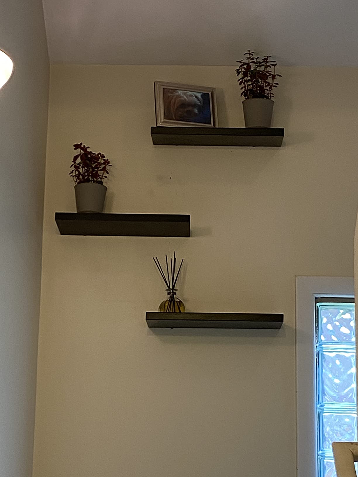 8/mo Finance Floating Shelves, Grey Wood Wall Mounted Shelves with