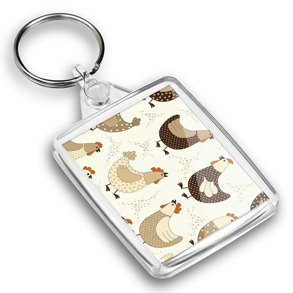 Destination Vinyl Ltd 1 x Photo Keyring - Cartoon Chickens Hens Chicken Bird |Keychain|Keyring|Charm| #44525