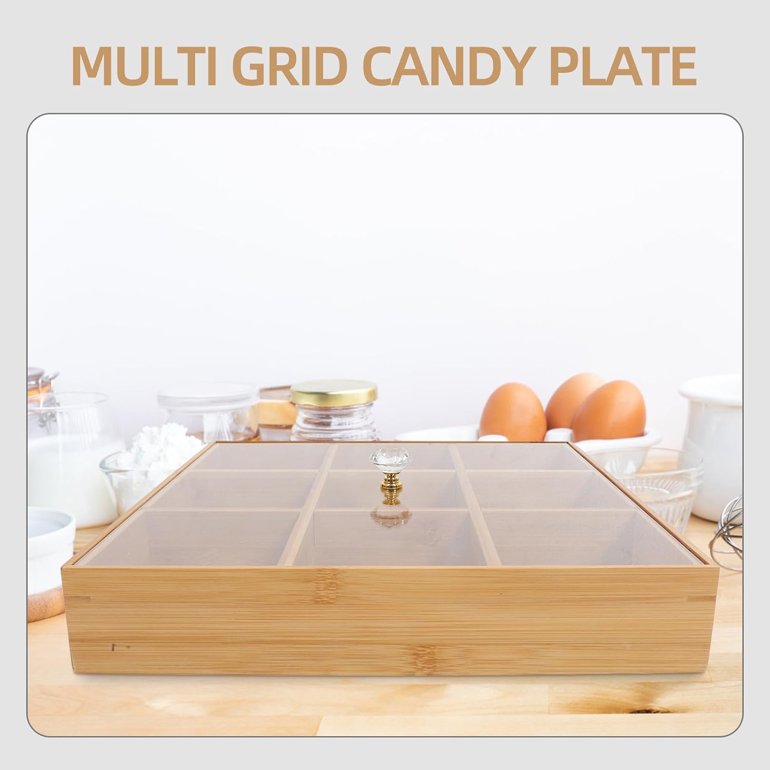 FAVOMOTO Snack Tray with Lid 9-Compartment Multi-Section Food Storage Box Food-Grade Snack Storage Tray for Nuts Fruits and Candy for Kitchen and Dining