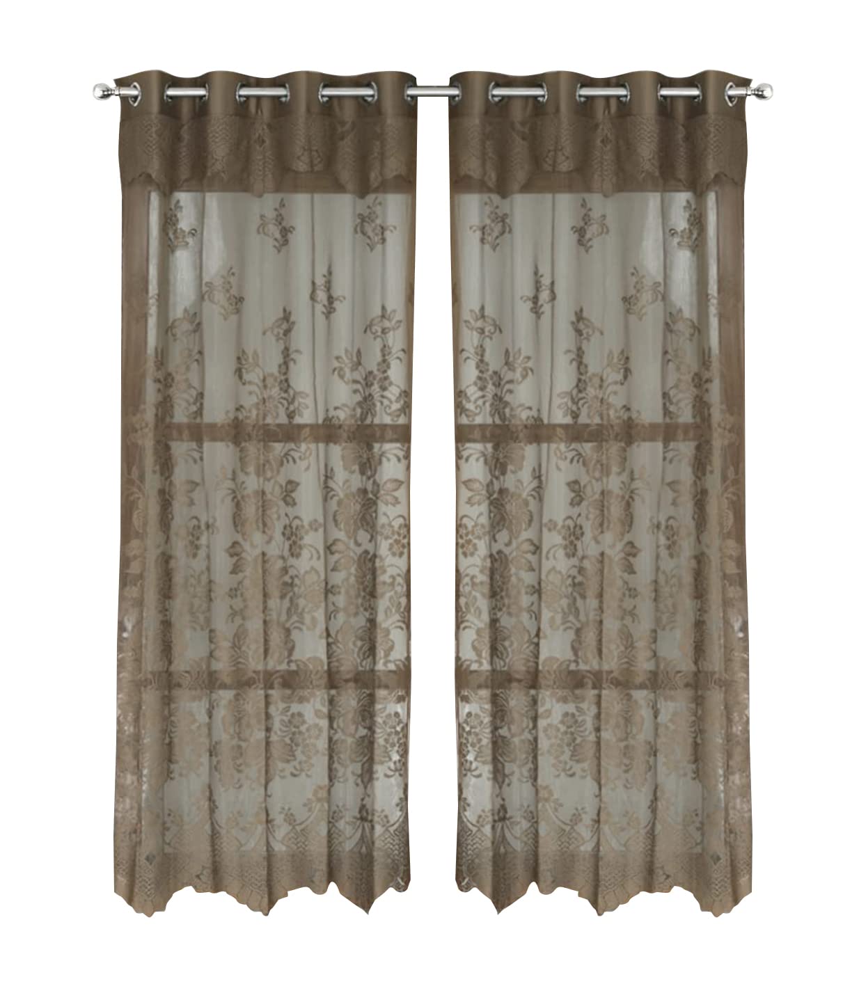 LINENWALAS Floral Net Semi Transparent Door Curtains, Sheer Grommet Curtains 7 Feet Long Set of 2, Decorative Net Fabric Curtains for Living Room, Bedroom, Kitchen (7 Feet, Brown Lily) (B0BGQ2LKNB) Amazon Price History, Amazon Price Tracker