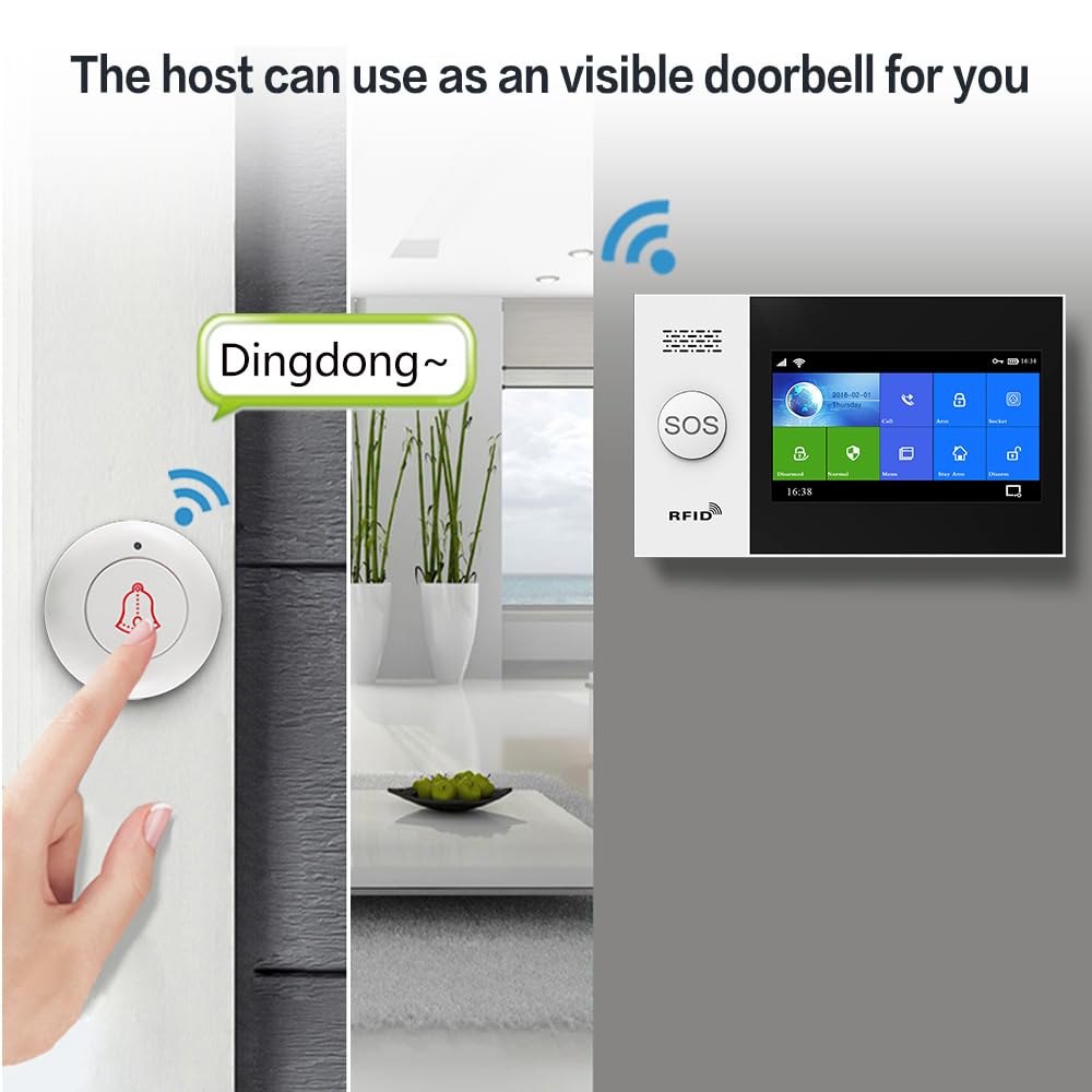 de Seguridad for el hogar, Alarma Inteligente gsm con Sensor Movimiento Pir, Puerta, Tarjeta RFID, Kits inalámbrica(W4B8)