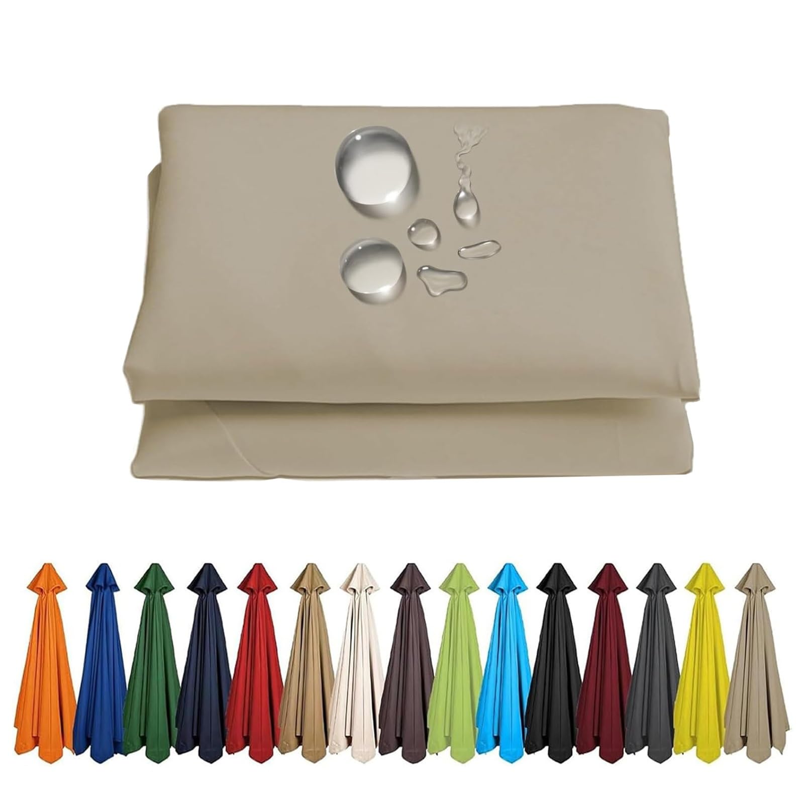 No Fading Reinforced Durable Garden Replacement Parasol Covers, Patio Umbrellas Canopy Waterproof Cloth For 6/8 Ribs, Tear-resistant Polyester Fabric, UV Protective Washable(Grays,2.3M/6Ribs)