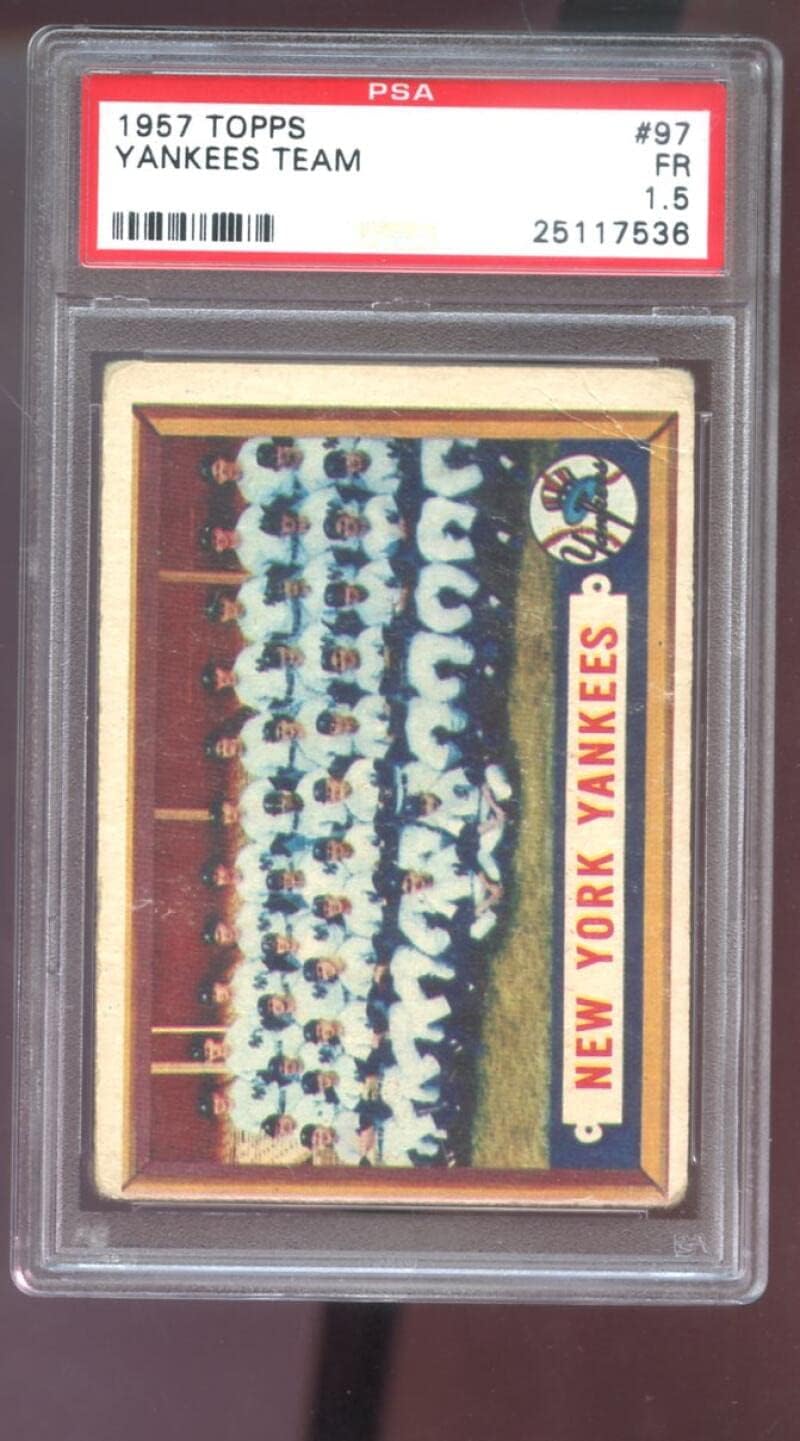 1957 Topps #97 New York Yankees Team Photo PSA 1.5 Graded Baseball Card MLB