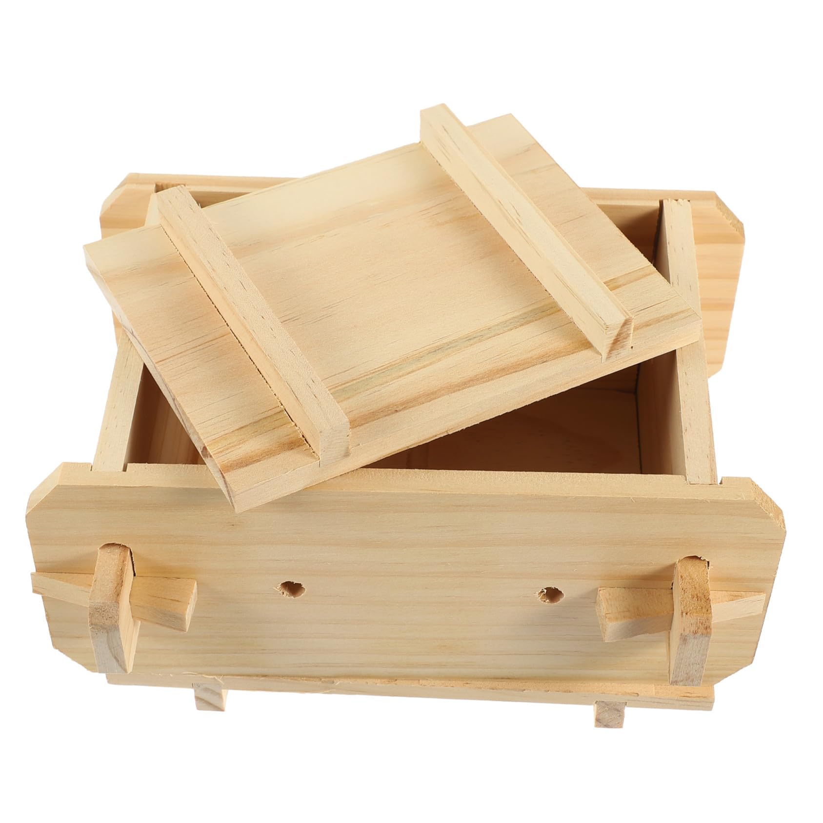Moule à tofu en bois beige pour presser le caillé de soja maison