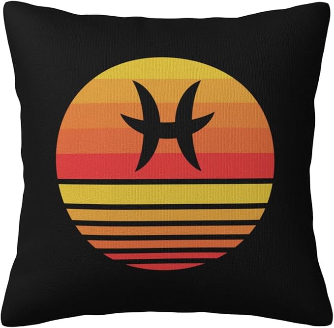 Zodiac Sign Pisces Symbol Throw Pillow Covers 18x18 Inch Double-Sided Cushion Cases Farmhouse Home Decor for Couch Bed Sofa