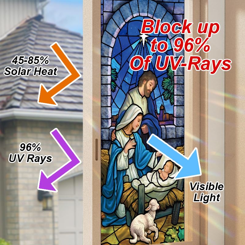 Vinilo decorativo para ventana con diseño vidriera 18x40 pulgadas miniatura 4