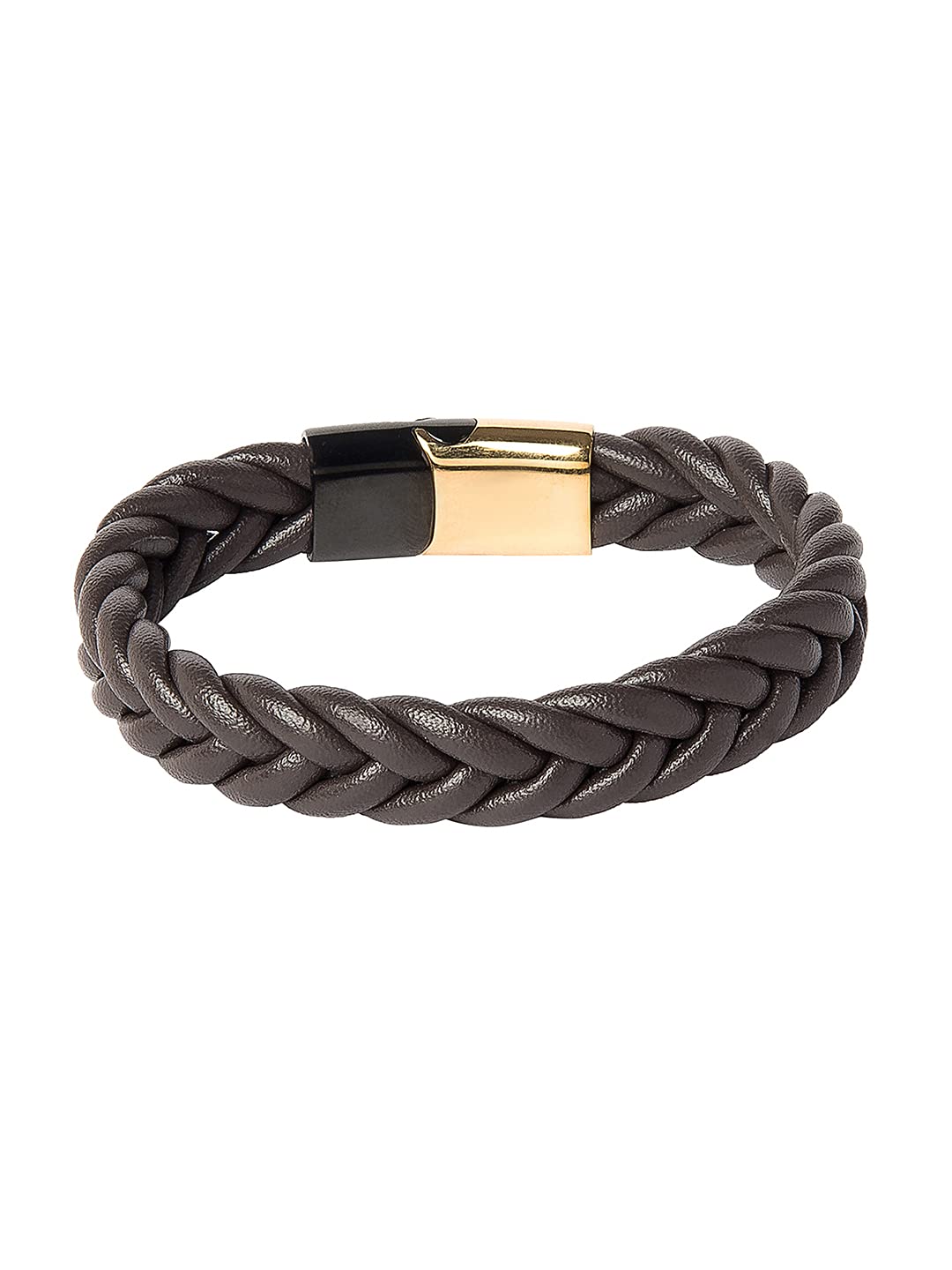 Shining Jewel - By Shivansh Mens and Womens Stainless Steel and Leather Braided Designer Bracelet (SJ_3349_BR) (B09BN45XRJ) Amazon Price History, Amazon Price Tracker