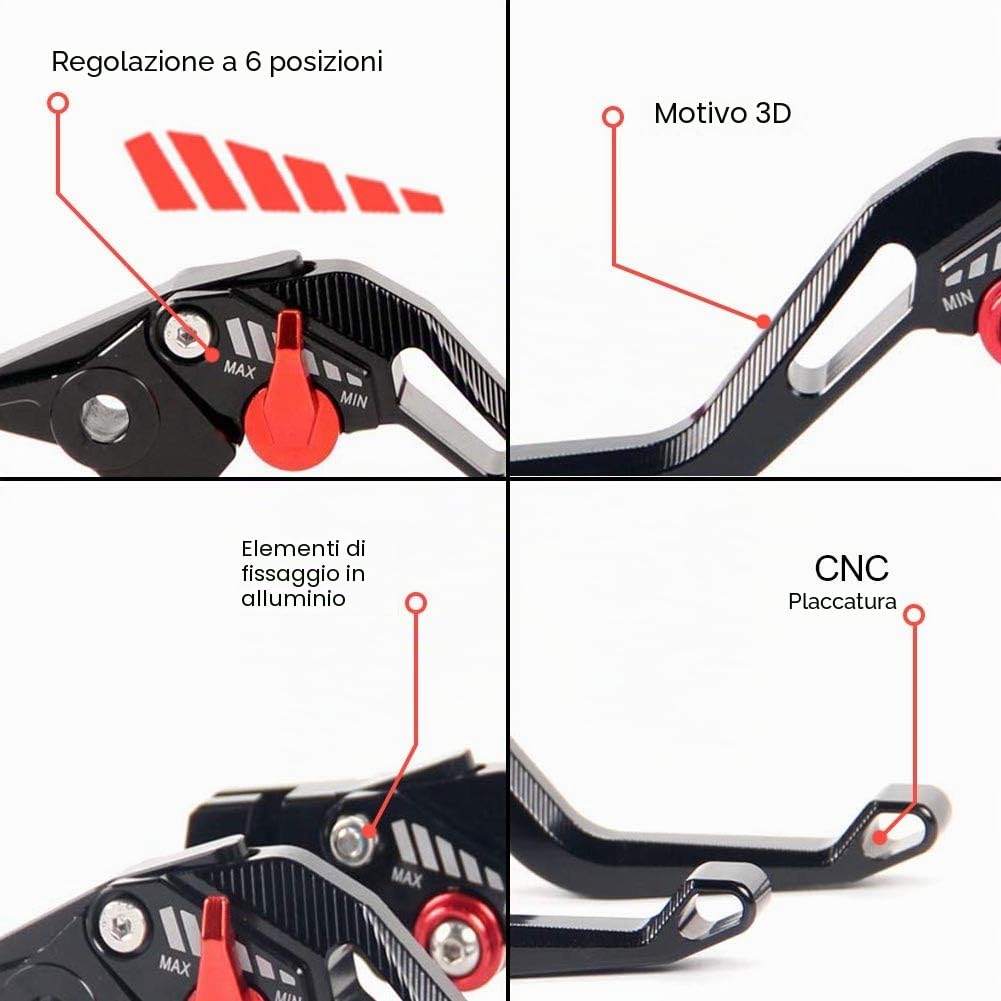 Leve freno frizione Set corto regolabile Compatibile con Yamaha YZF-R125/125R (2007-2013) WR125X WR125R (2009-2016) nero