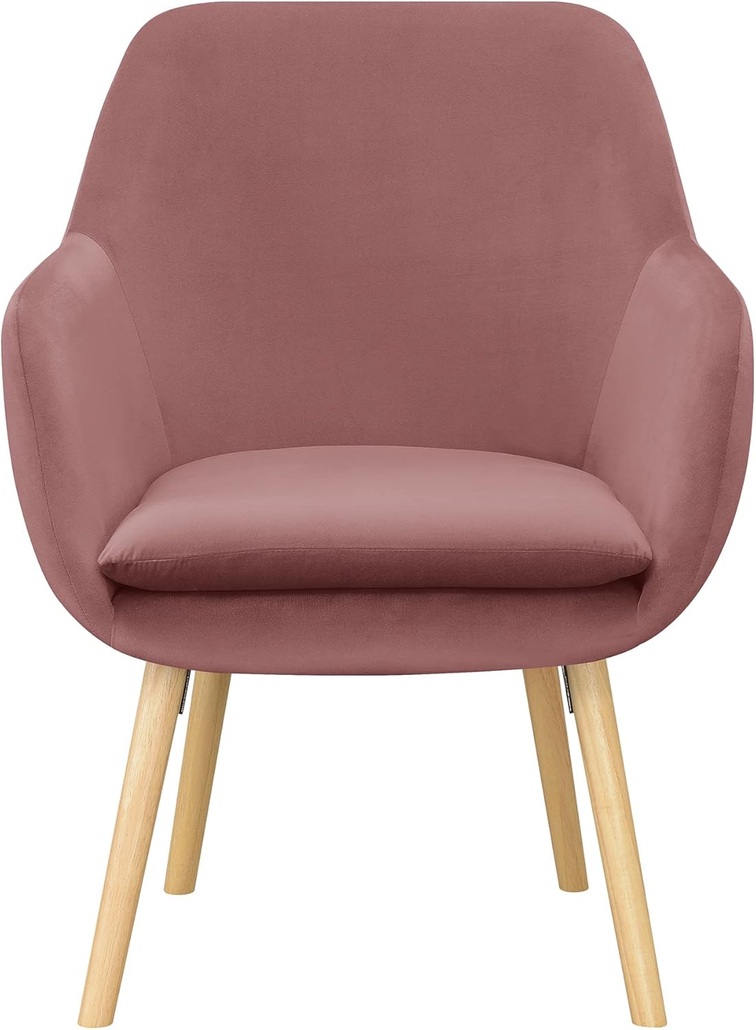 Blush Velvet Accent Chair with Oak Legs