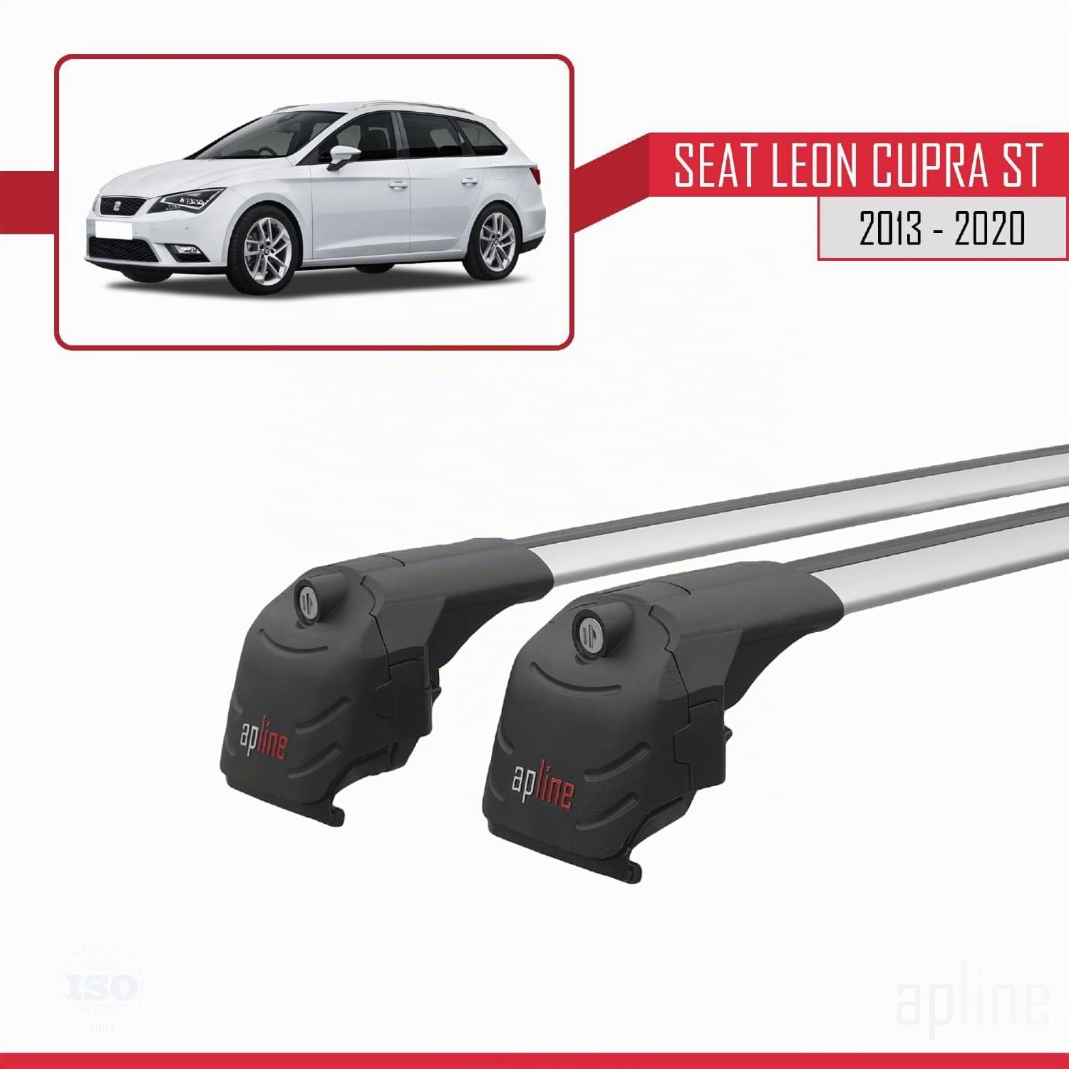 Compatibile con Seat Leon 3 (5F) Cupra ST 2013-2020 Modello ACE-2 Barre Tetto Portapacchi Auto Barre Portatutto Grigio Alluminio 2 Barre