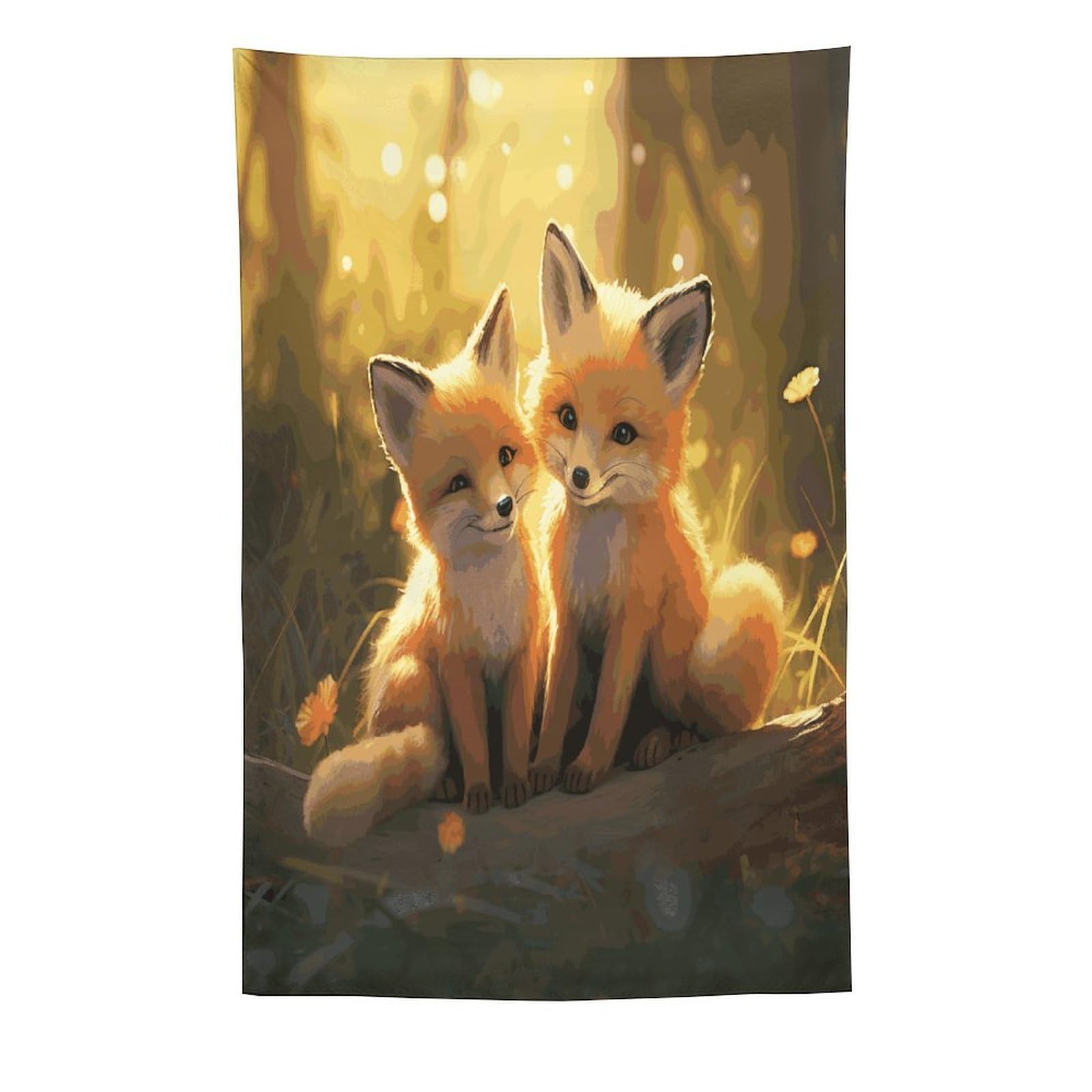 MUSM Cute Foxes Tapestry with Installation Kit Personalized Wall Tapestry Aesthetic Tapestries Backdrop Banner Wall Art Hanging Decor for Home Picnic Beach Blanket 60"x90"