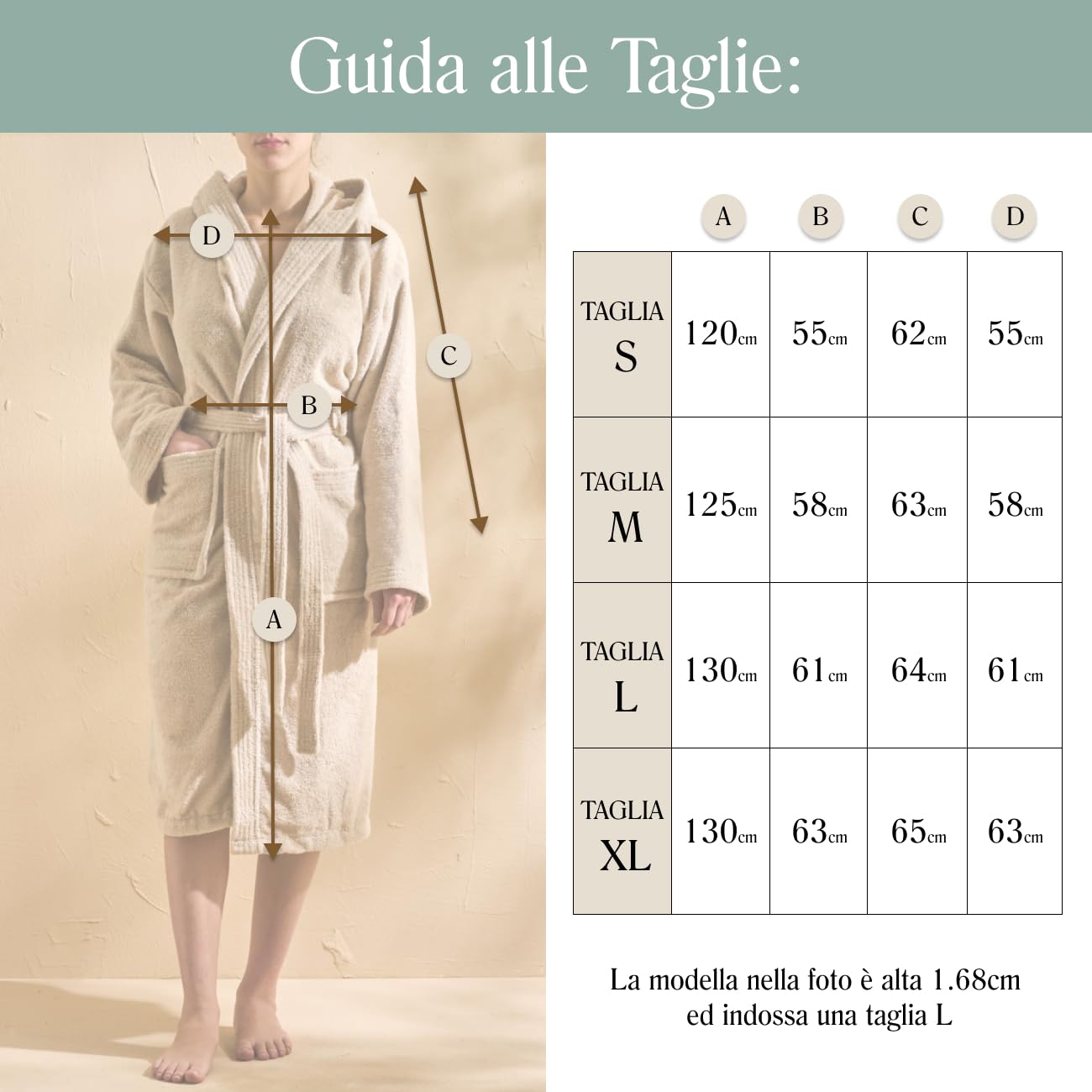 Accappatoio con Cappuccio, Accappatoio Uomo e Donna, per Sauna e SPA, in Spugna di Cotone, 420 gr/mq, per Sauna e SPA, Morbido, Assorbente, Resistente. Modello: Minerva