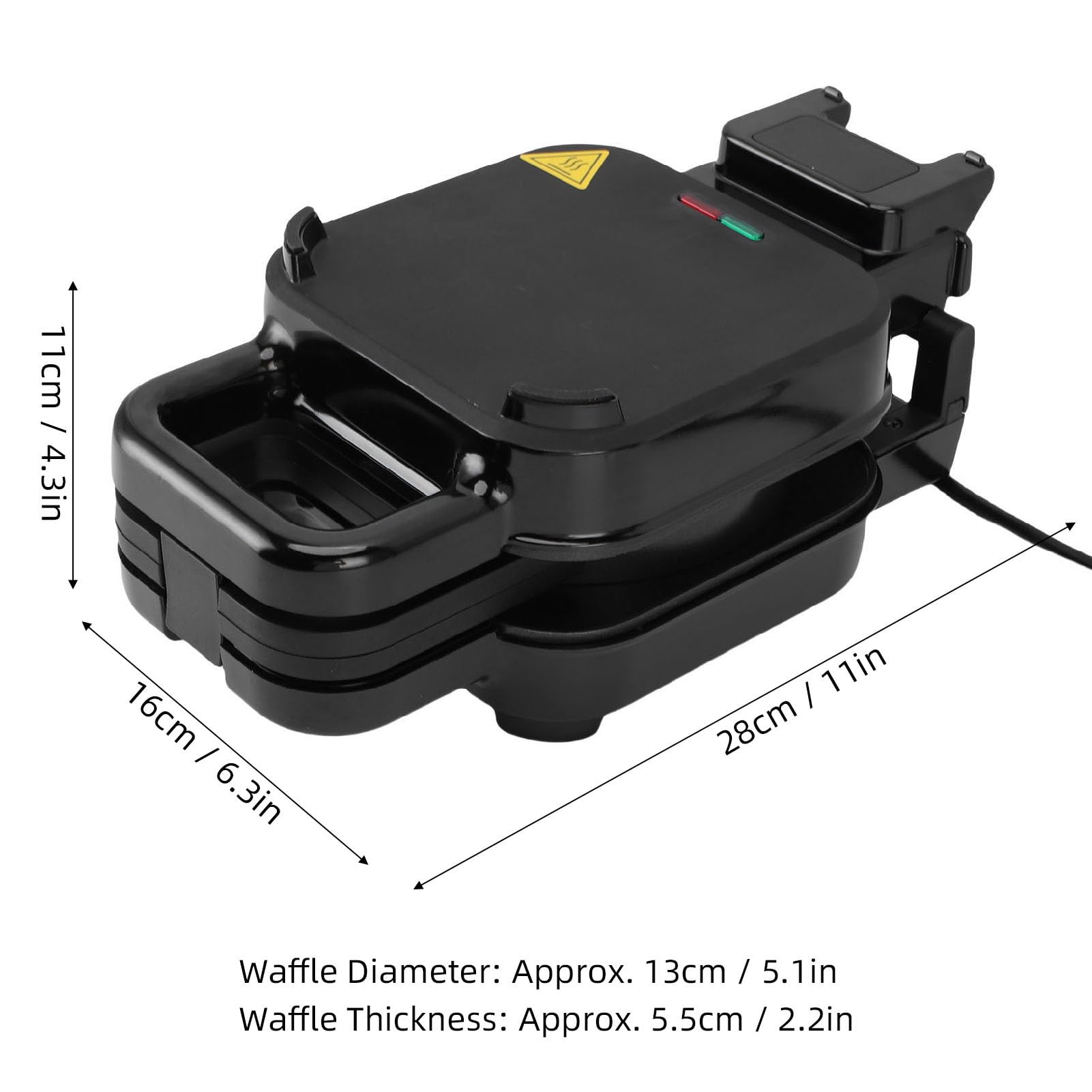 Stuffed Waffle Maker, 800W Double Sided Heating Non Stick Fluffy Waffle Iron, Safe ABS and SUS Material, Ideal for Home Use (US Plug 110V)