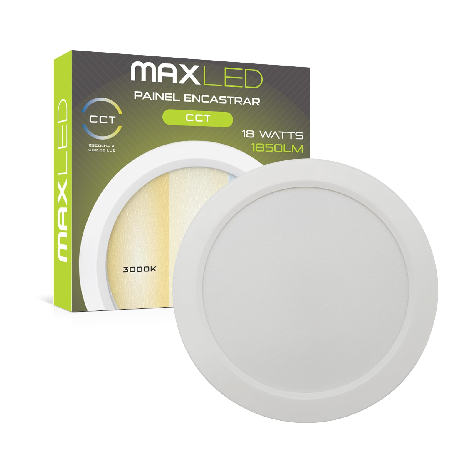 Maxled, Light is Led! 18W Round Recessed Ceiling Flat Panel Down Light Ultra Slim Lamp 1850ml Warm White 3000K Neutral 4000K Cool 6500K Spotlights for Kitchen Dining Living Room Office No Dimmable