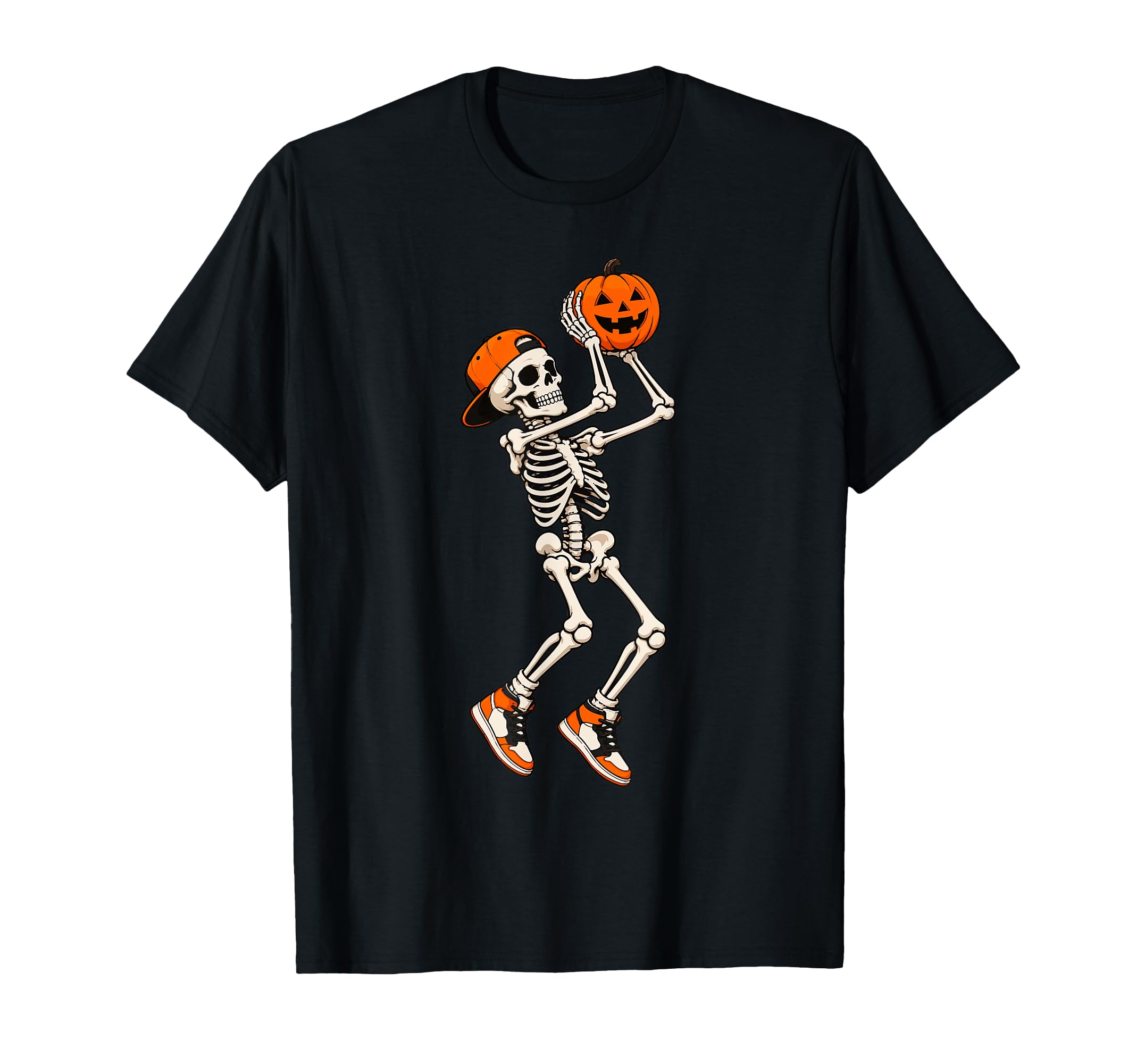 Lustiges Skelett spielt Basketball Halloween Männer Jungen Kinder T-Shirt
