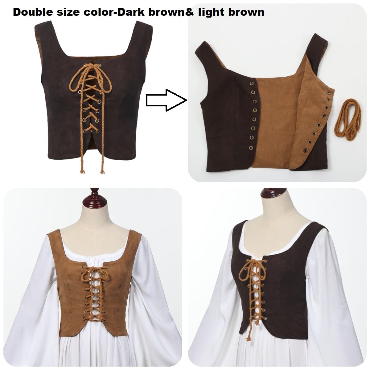 CAMDOM Damen Renaissance Schnürweste Steampunk Gothic Weste Cosplay Kostüm