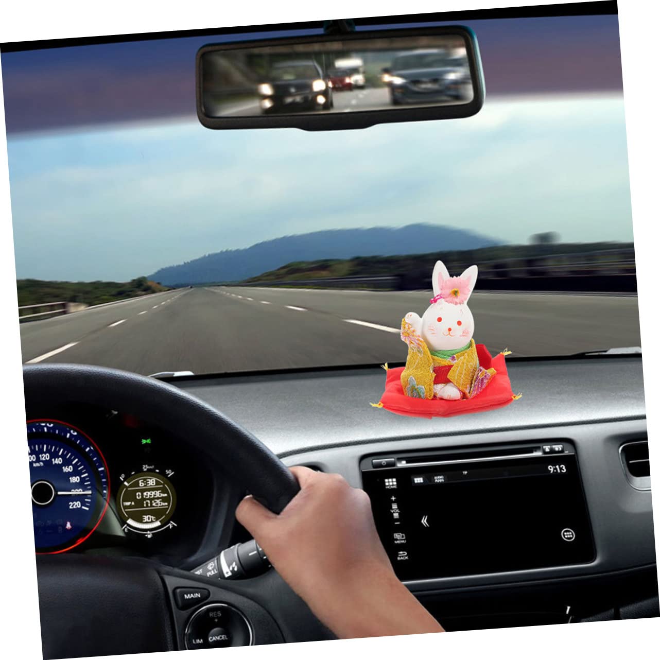 IMIKEYA 4 Pièces Lapin Chanceux Décor Statue De Lapin du Statuette Feng Shui Statue De L'année du Accessoire De Voiture Figurine Kimono De Pâques Plâtre