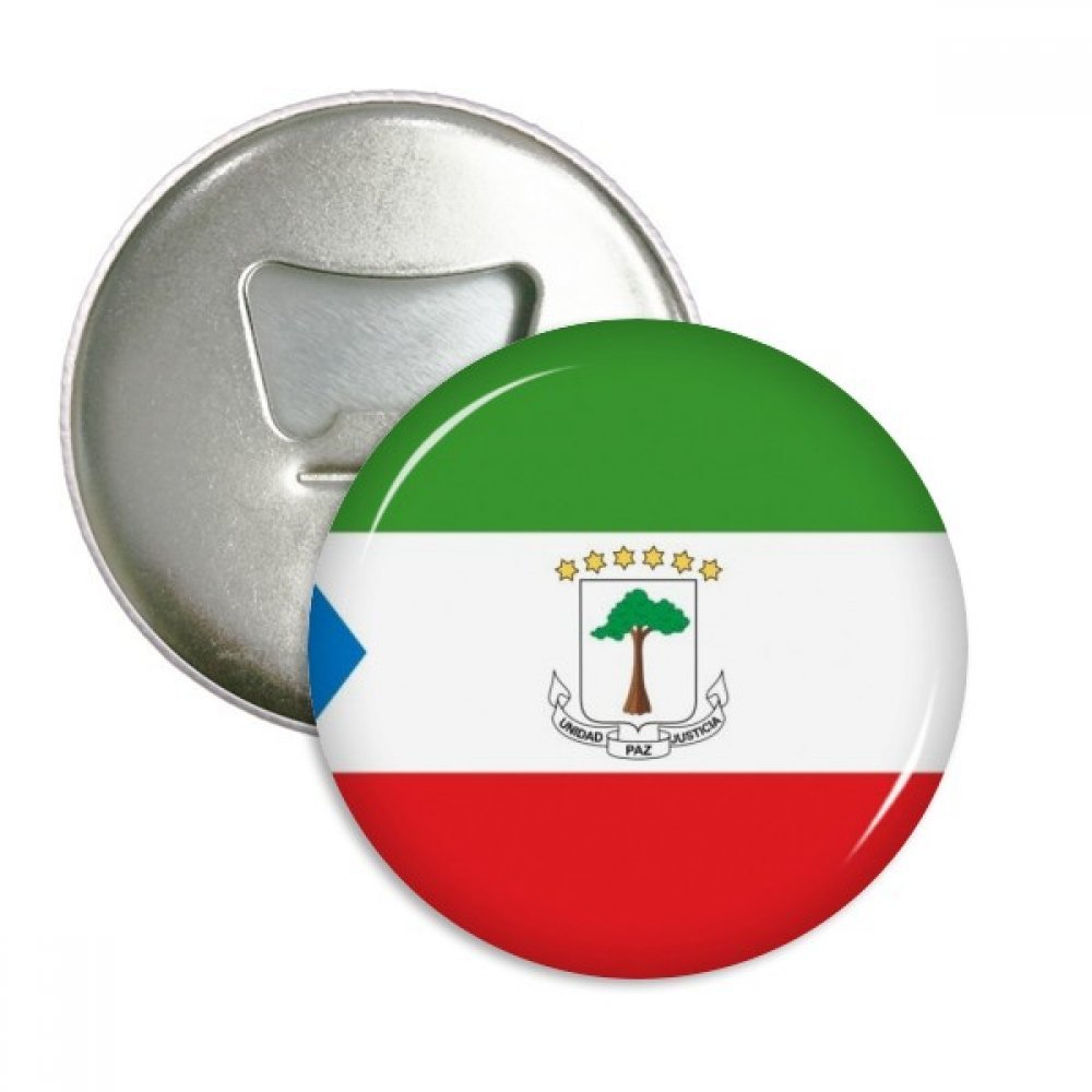 Drapeau Guinée équatoriale décapsuleur aimanté et badge broche, lot de 3 pièces souvenirs
