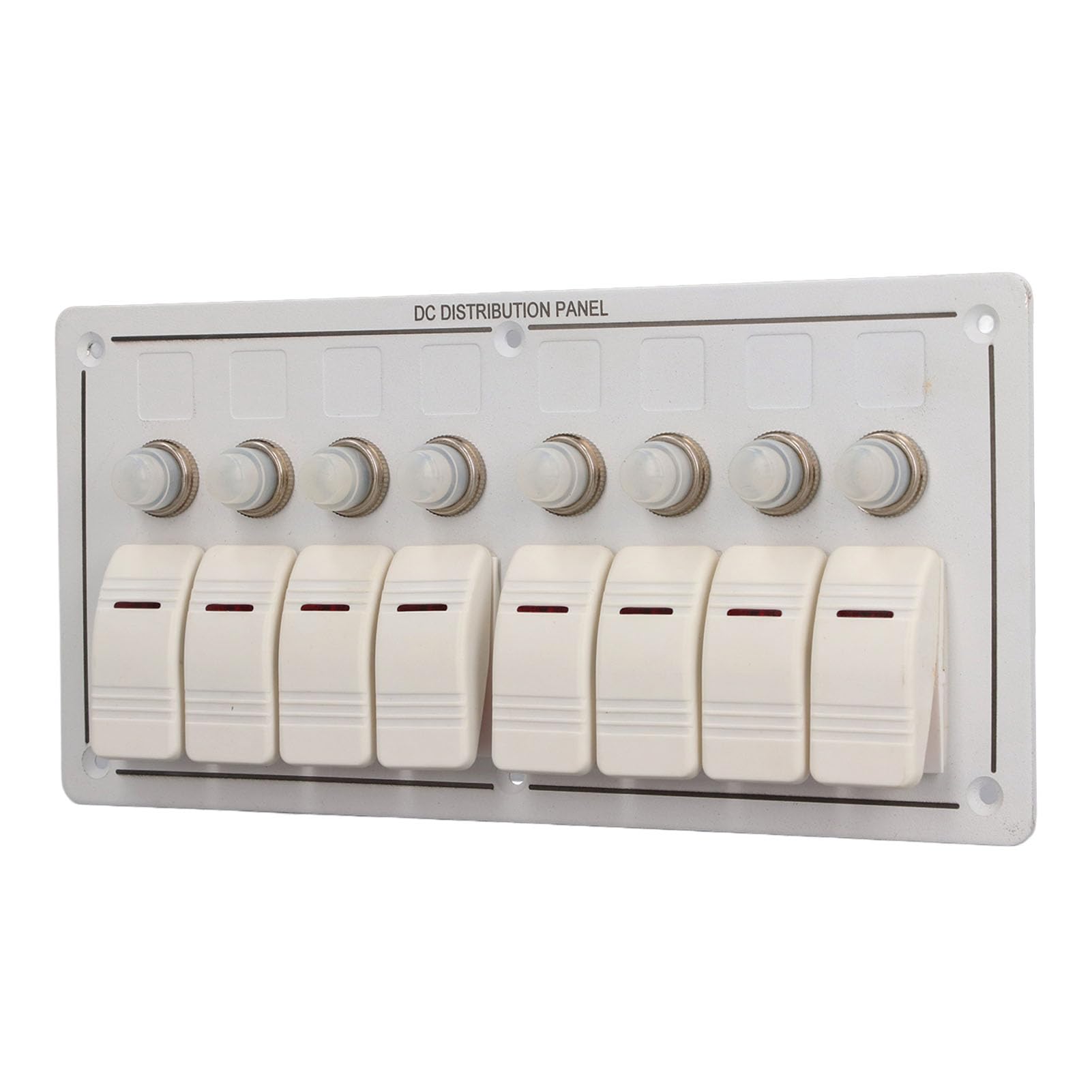 Panel de control de aluminio impermeable de 8 vías con protección contra sobrecarga para luces marinas, GPS para barcos, yates, caravanas