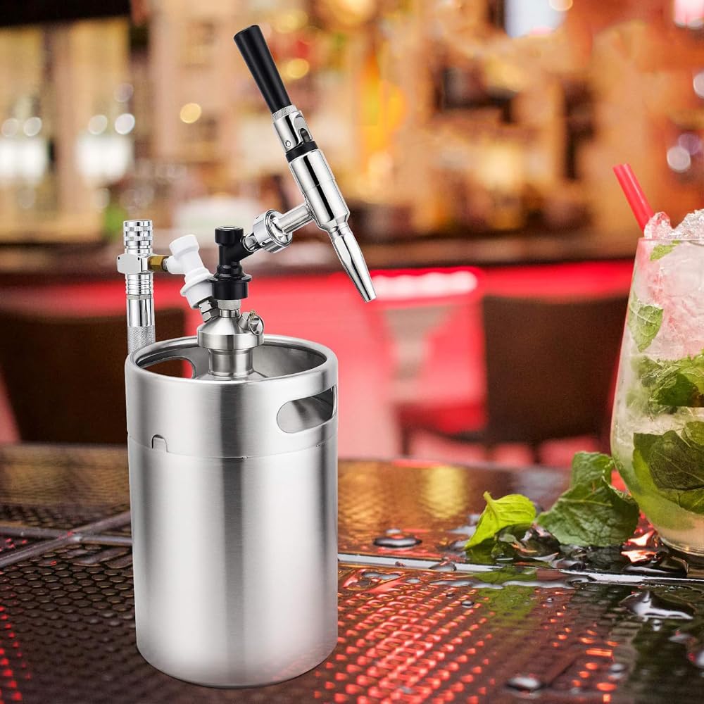 Rubinetto Stout in acciaio inox, per birra e caffè, azoto, torre per birra, birra fatta in casa, birra fredda Nitro Kegerator (argento, G5/8")