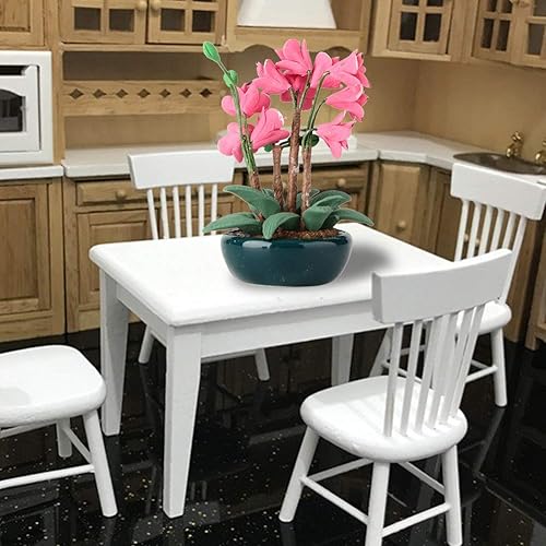 Miniatura 2 de Jeankak Jardín de hadas Mini planta de simulación de flores en miniatura planta en maceta de rosas, casas de muñecas, accesorios para casa de