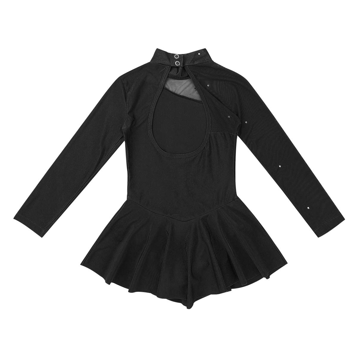 YiZYiF Enfant Fille Justaucorps Gymnastique Tutu Danse Ballet Robe Patinage Artistique à Manches Longues à Strass Robe Compétition Soirée Fête 4-16 Ans