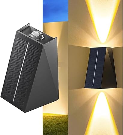 LITVERSE Solar Outdoor Wall Lights Up and Down 2 LED Outdoor Lamp Solar Wall Lights,IP65 Waterproof Patio Wall Light, Solar Exterior Lights for House Garage Garden Yard Porch (Warm White)