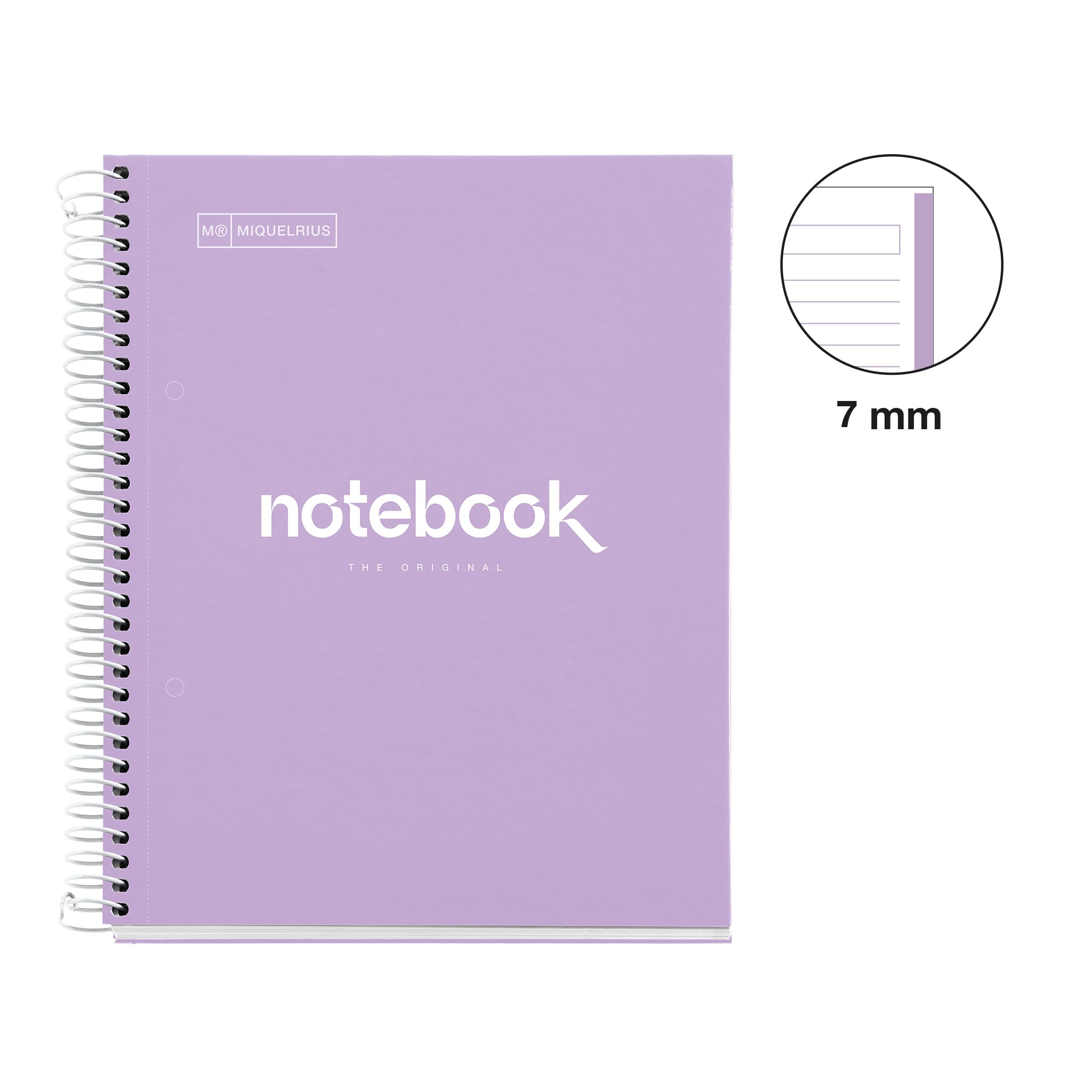 Miquelrius Quaderno A5 Notebook Emotions 80 Fogli 90 g/m² Righe Orizzontali 7 mm Spirale Microforata Copertina Extra Rigida Lavanda