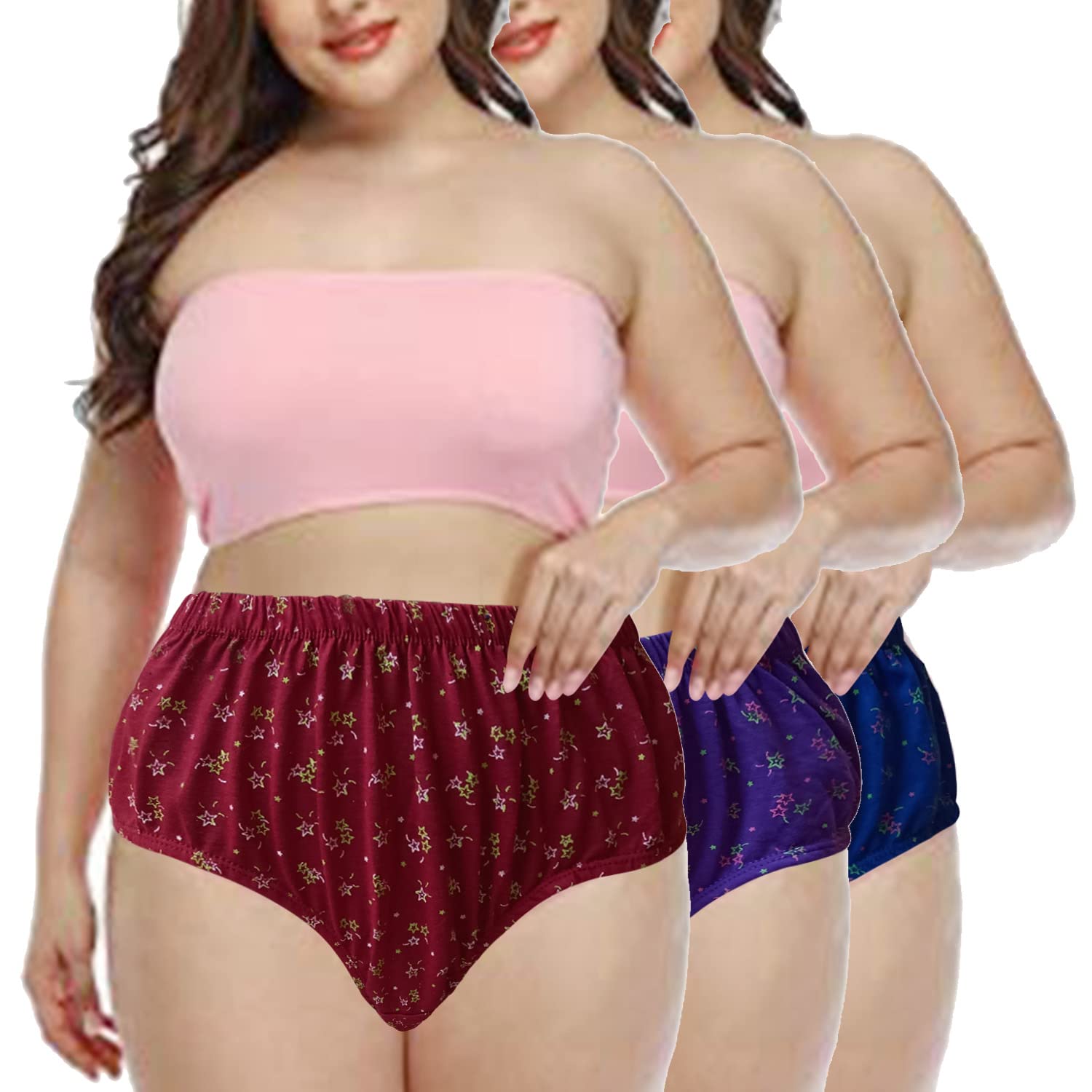 lavennder Women's Multicolor Cotton Plus Size Innerwear Panties Brif Printed Undergarment delivery Lingerie for Ladies Colours and Prints May Vary Elastic Combo Pack of 3-picture-29