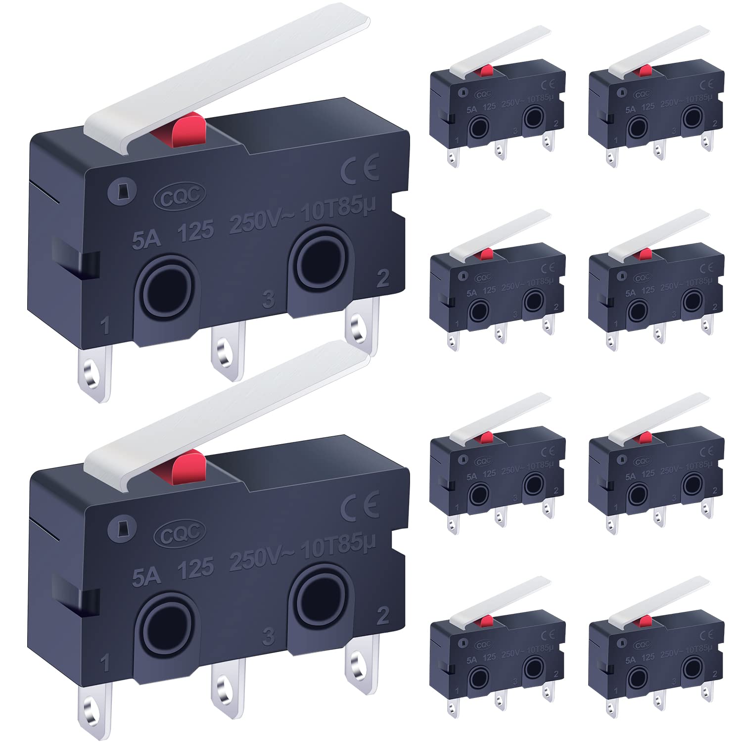 15 Pezzi KW11-3Z03 - Mini Micro Interruttore A Finecorsa Con Leva Lunga 28mm SPDT AC 5A 125V/250V - Per Elettrodomestici