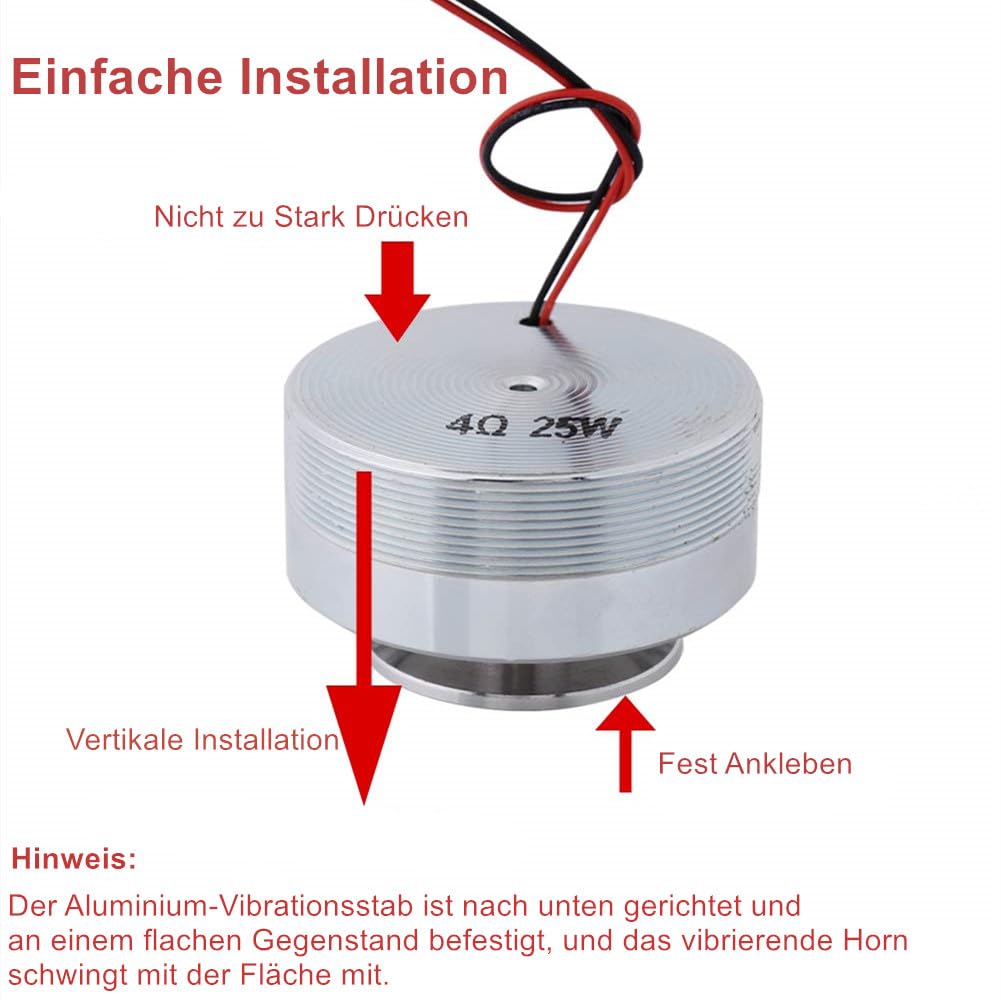 Duokon 1 Stücke 50 MM 2 Zoll Alle Frequenz Resonanz Lautsprecher Vibration Runde Starke Bass Vibration Lautsprecher 360 ° FrequenzüBertragung Sound (4Ω 25W)