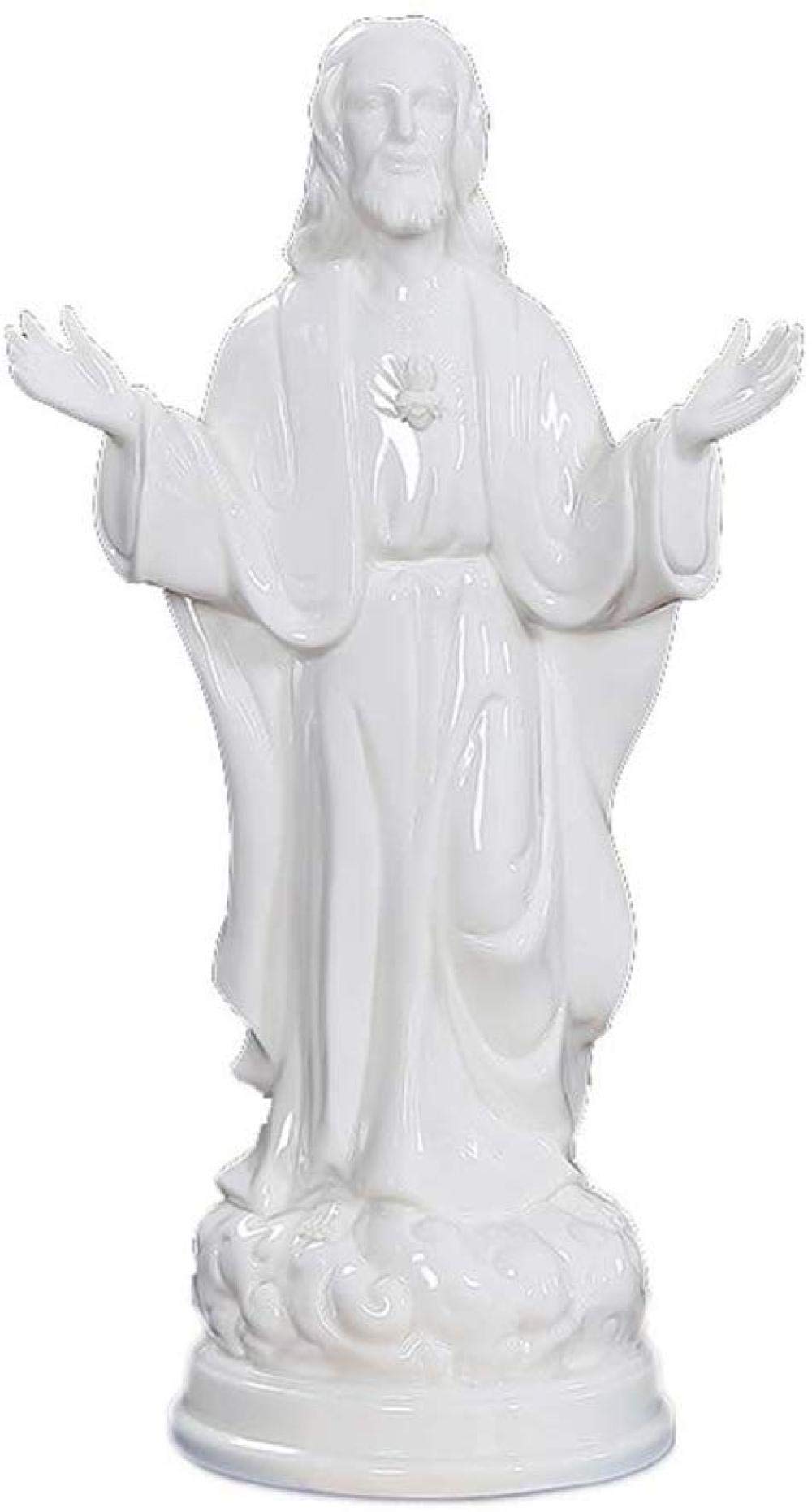 WSIMEI Statue Ornaments Sculptures Christ Jesus Sculpture Catholic Jesus Statue Relics White Porcela