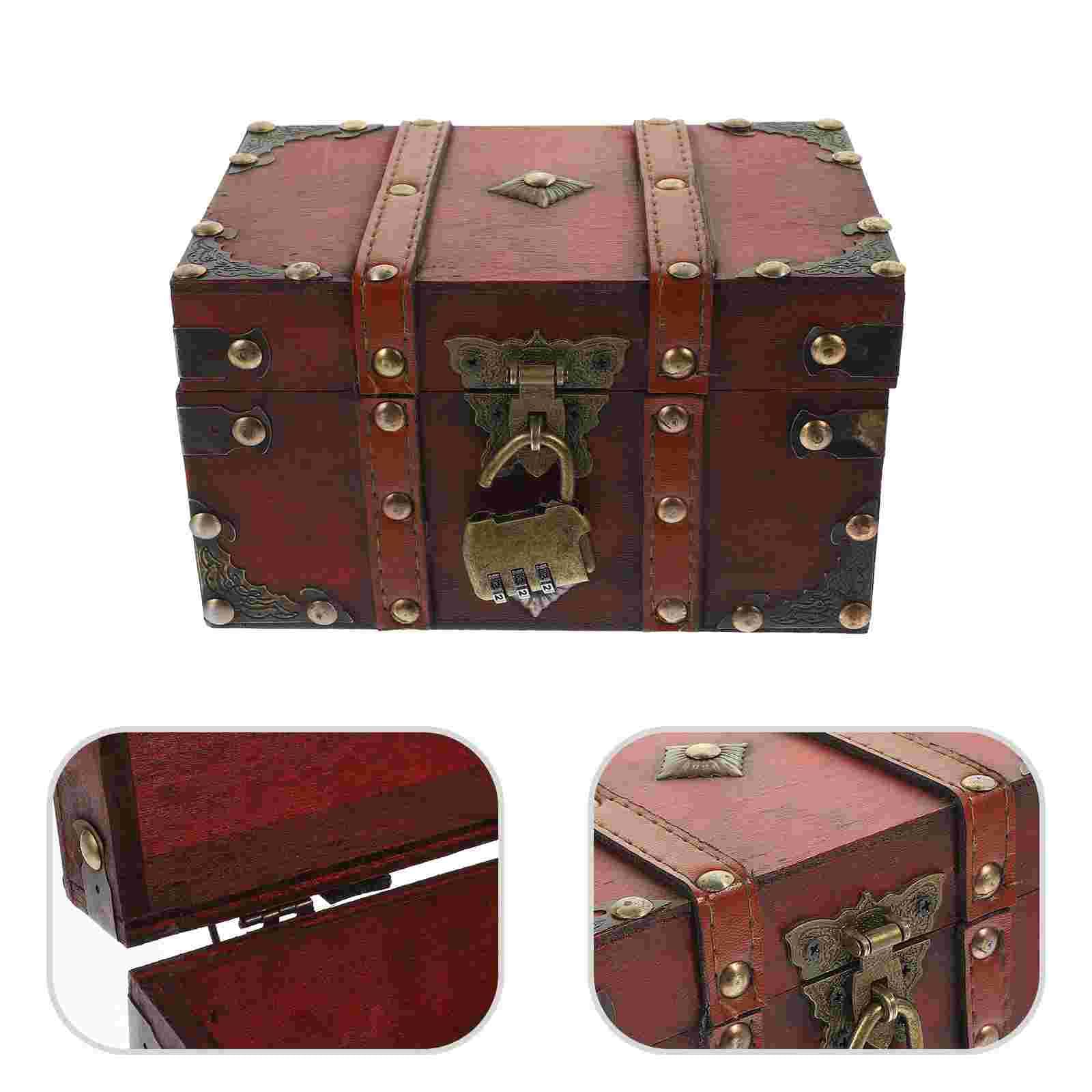 Pudełko Drewniane pudełko do przechowywania Skarb Vintage Drewniane etui na drobiazgi Organizator Ozdobny uchwyt Pamiątki Podróże Biżuteria rzemieślnicza (G 18,00X11,50X10,50cm)