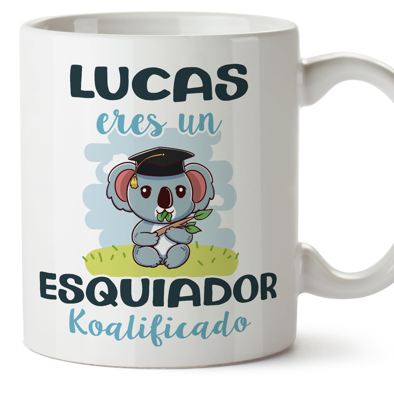 MUGFFINS Personalised Mug for Skier Man - in Spanish - Koalificados Personalizados - Funny Custom Gift for Colleagues - Ceramic 11oz Mug