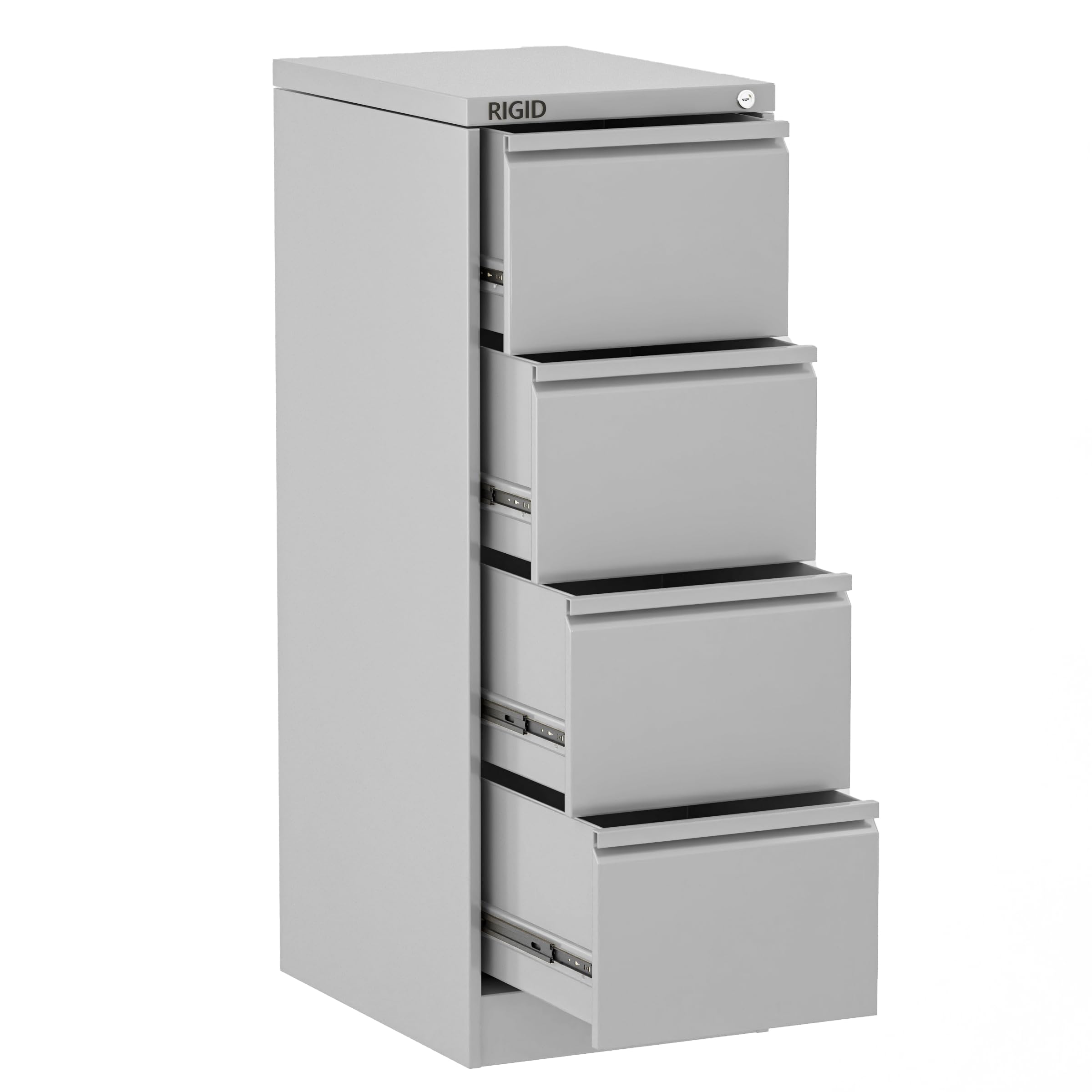 RIGID Steel Vertical Filing Cabinet Large Storage steel Cabinet, Metal Portable Cabinet with 4 Drawers for Legal Size (Grey)