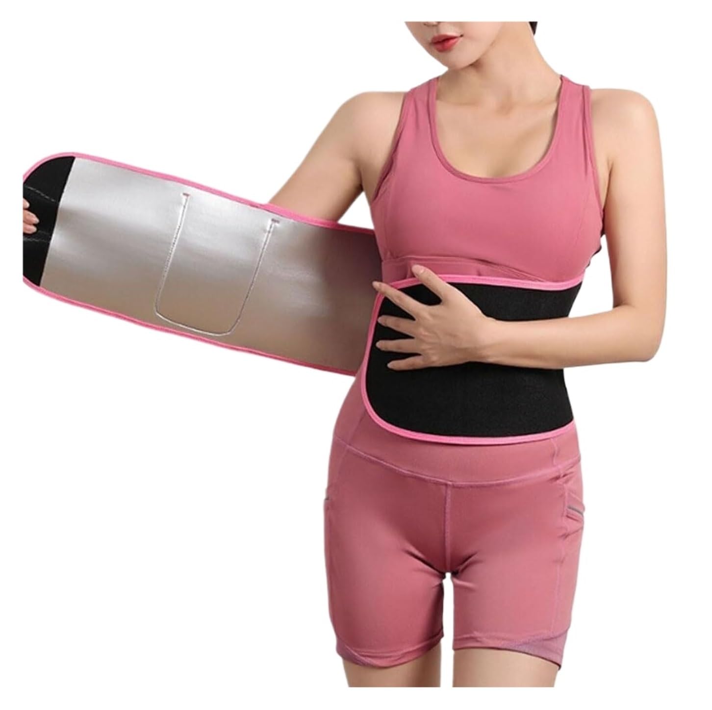Faja Lumbar Cinturón Reductor De Cintura para Entrenamiento, Entrenador De Cintura, Faja Reductora De Sudor, Cinturón Reductor De Peso Ajustable Cinturón Apoyo Lumbar(Pink)