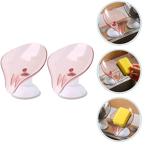 Miniatura 5 de Cabilock Jabonera autodrenante, 2 piezas, soporte para jabón en forma de hoja con ventosa, recipiente giratorio para ahorro de jabón para ducha,