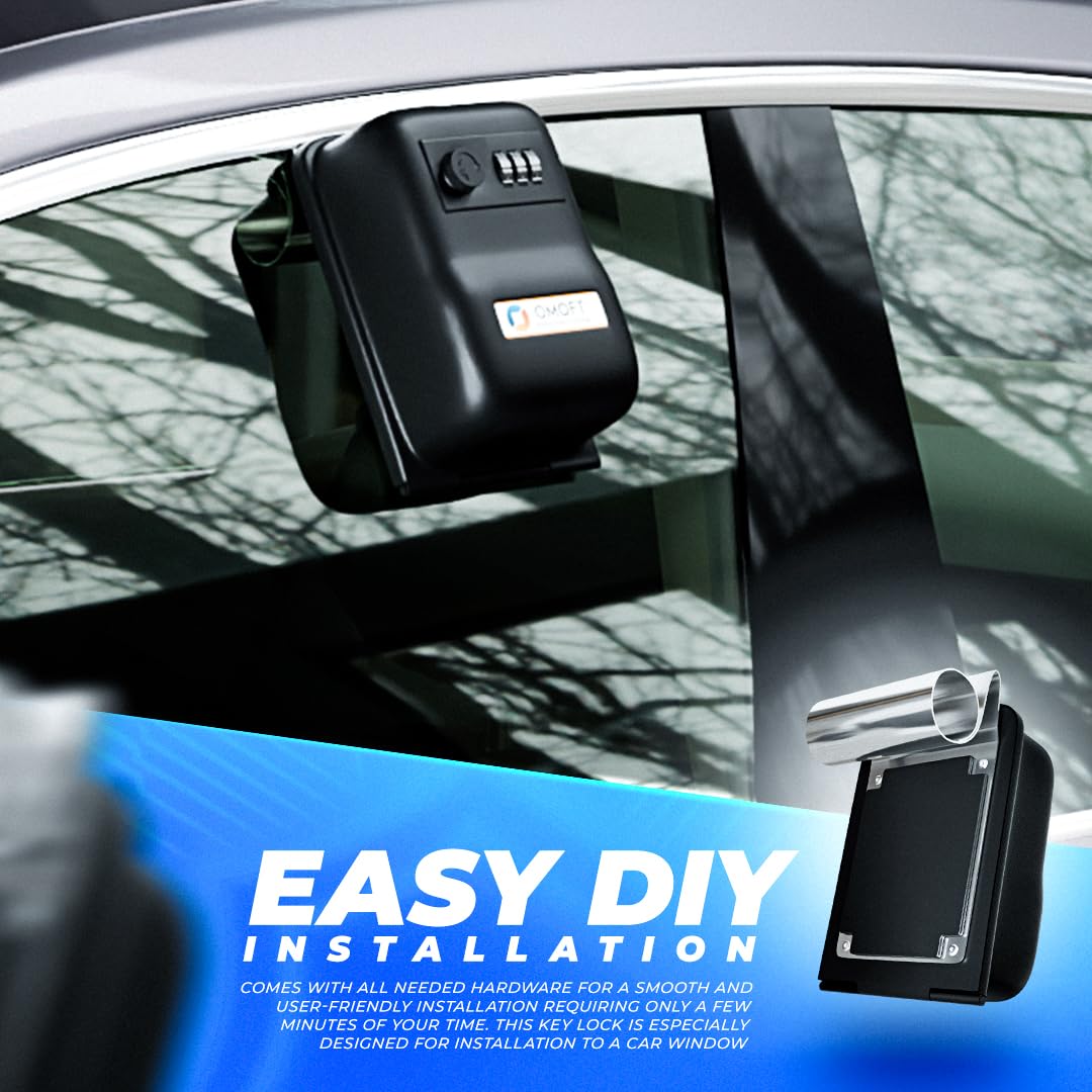 Omoft Corporation Key Holder Lock Box Large Capacity, 3 Digit Combination for House, Car, Real Estate, Auto Mechanic, Heavy Duty, Weatherproof, Car Window Mount, Outdoor Key Safe for Turo, Ride Share