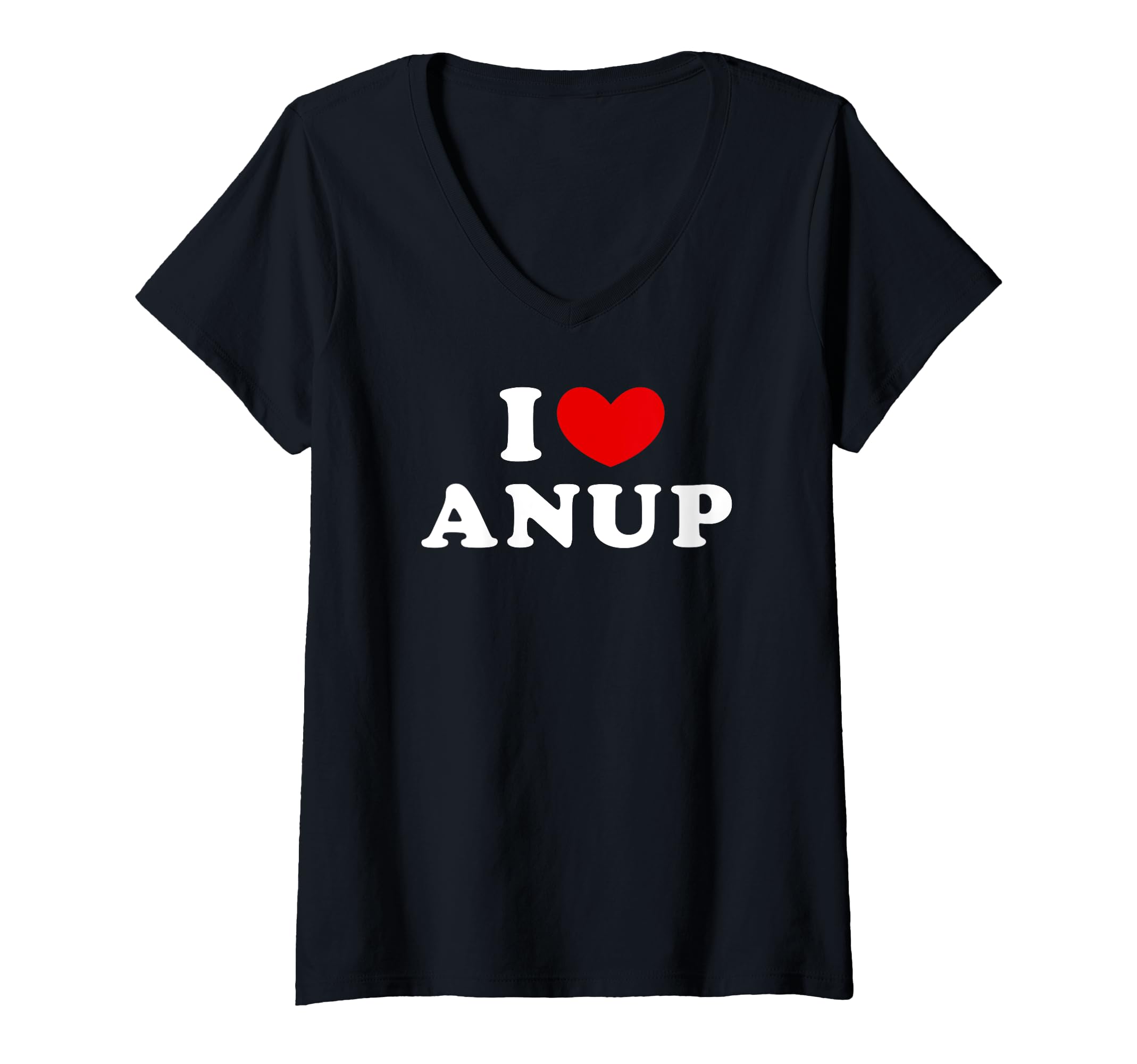 Womens I Love Anup, I Heart Anup V-Neck T-Shirt