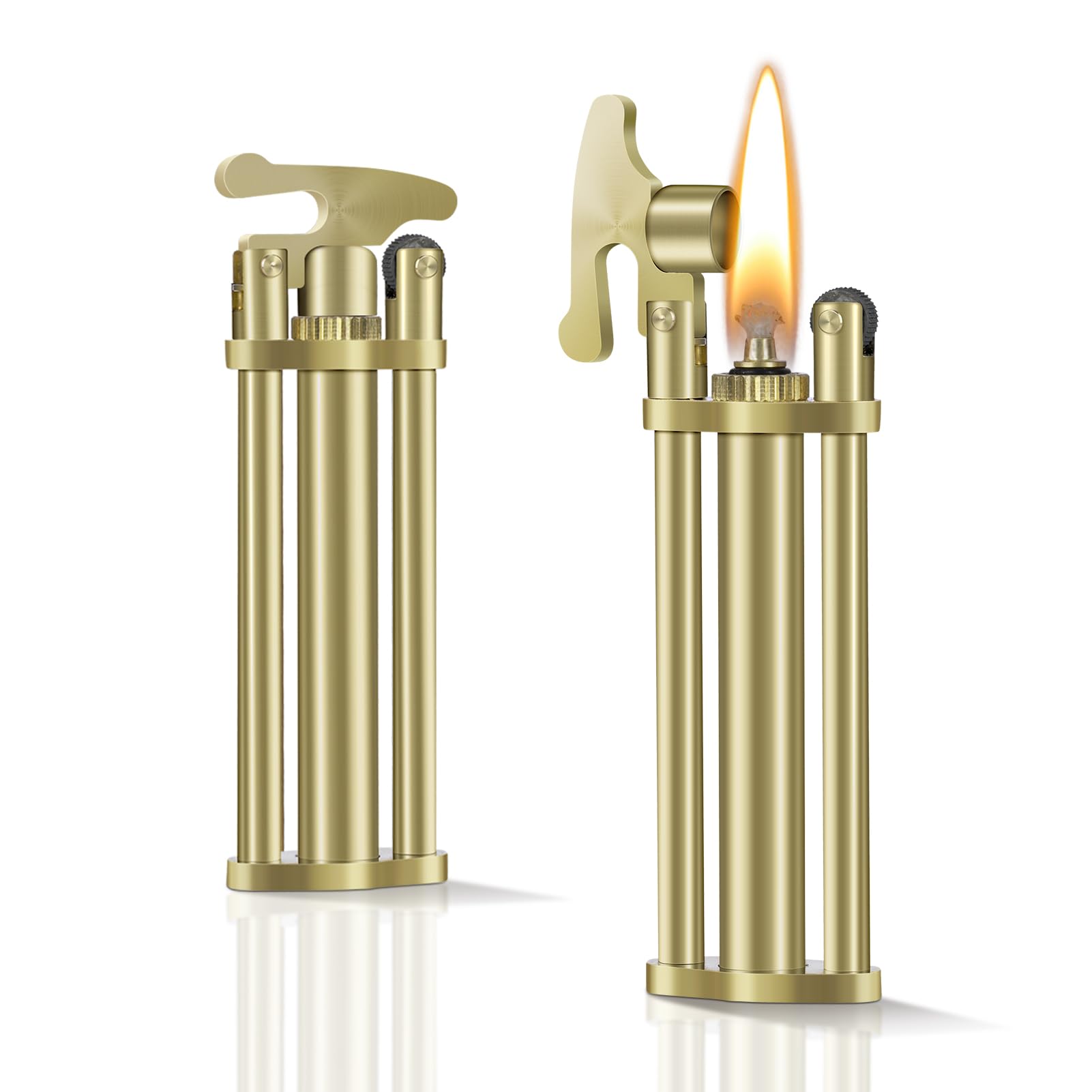 Slim Vintage Trench Lighter Kerosene Fluid Refillable Lighter Retro Copper Lighters Cool Soft Flame Lighters with Flint Wheel