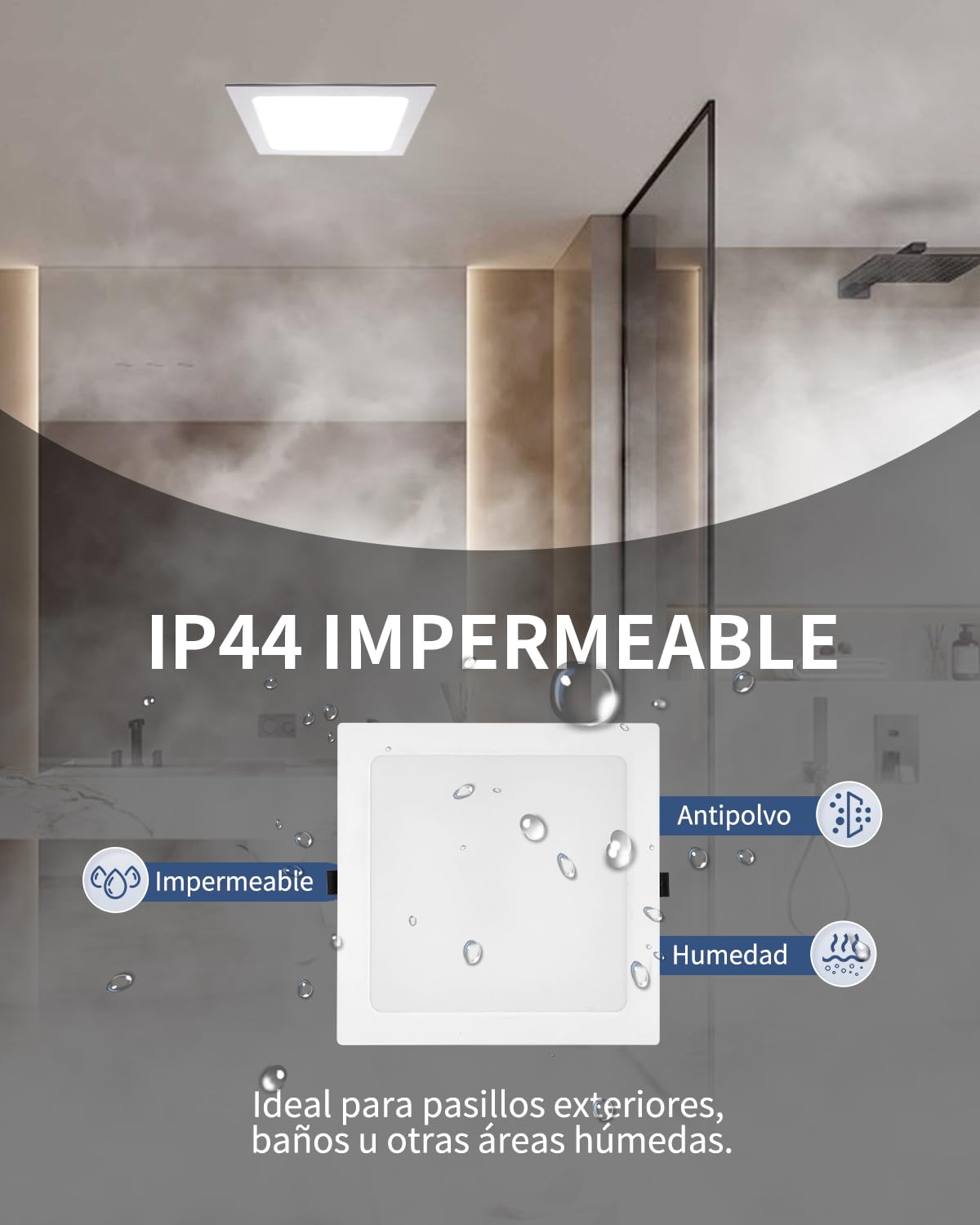 pack 2 Downlight LED Techo Empotrable 24W (230W) Slim, Cuadrado, Panel Redondo Empotrado, Placa Extraplana 2200 lúmenes, Corte techo 185-210mm, Luz Seleccionable 3000K-4000K-6000K (3CCT)