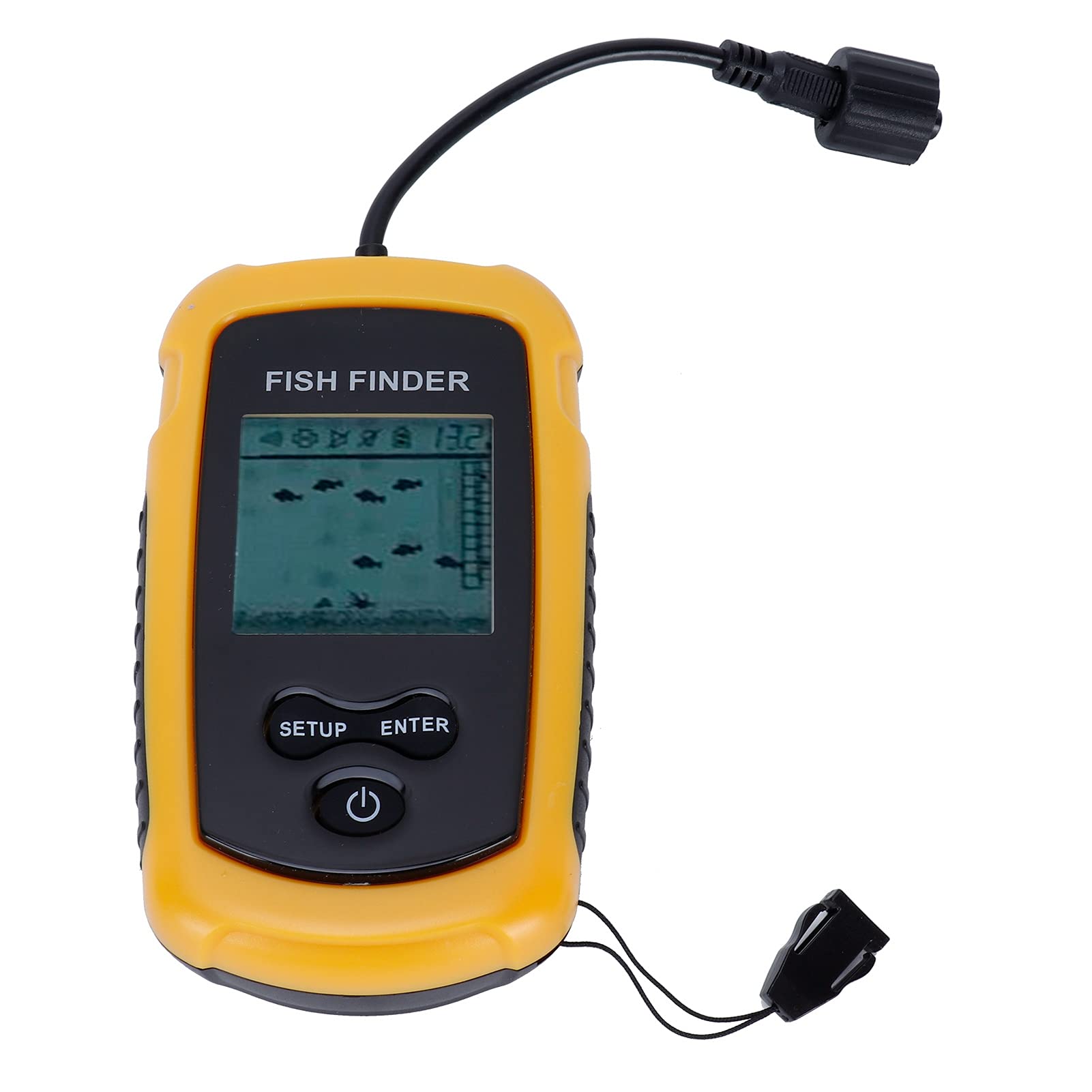 Buscador de Peces con Sonda Portátil, Buscador de Profundidad Portátil con Pantalla LCD de 2 Pulgadas, Transductor con Cable para, Kayak, Pesca en Hielo