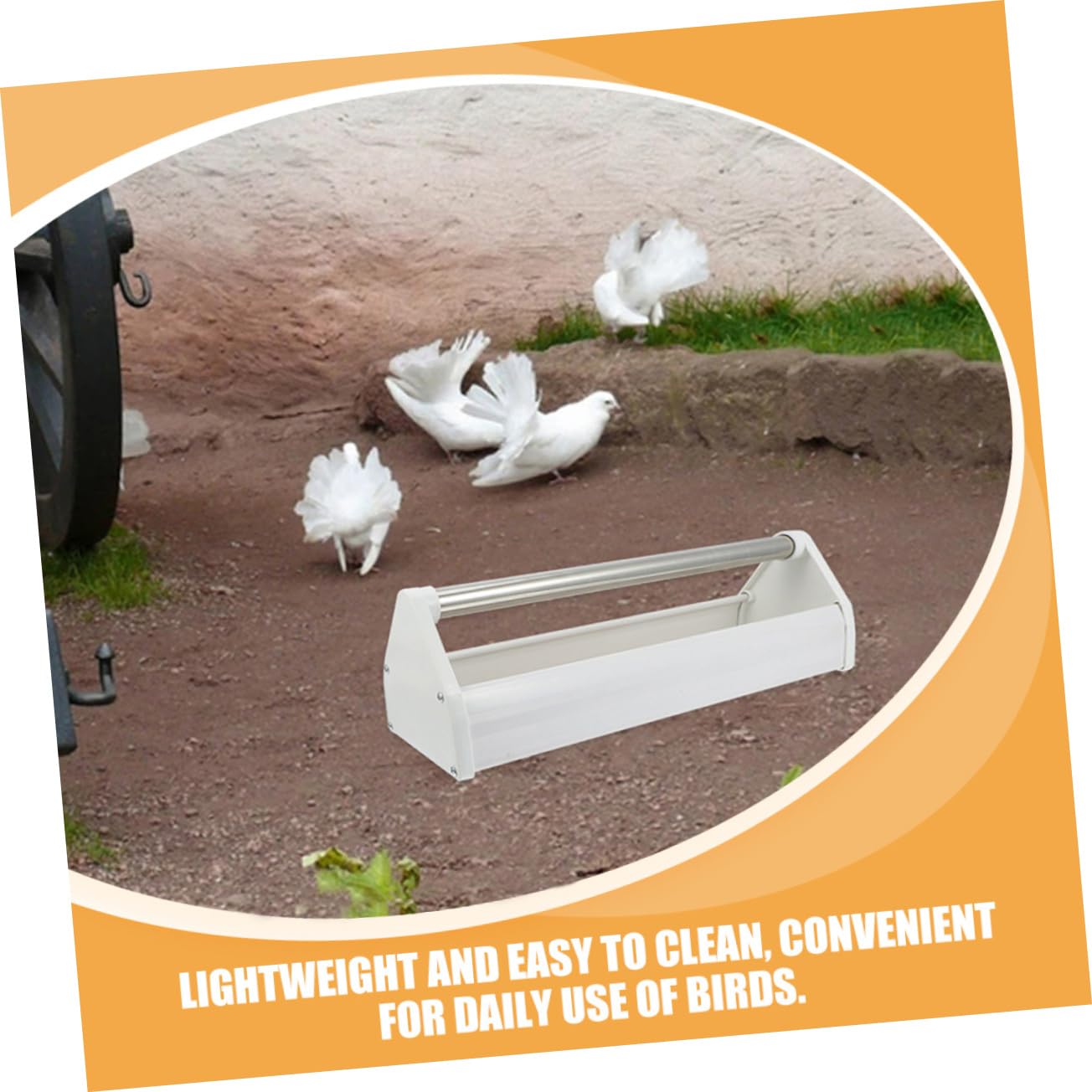 Comedero para Palomas de Acero Inoxidable Blanco, 2 Piezas | Ligero y Anti-salpicaduras, Apto para Aves en Campos y Patios, Diseño Dispensador de Alimento