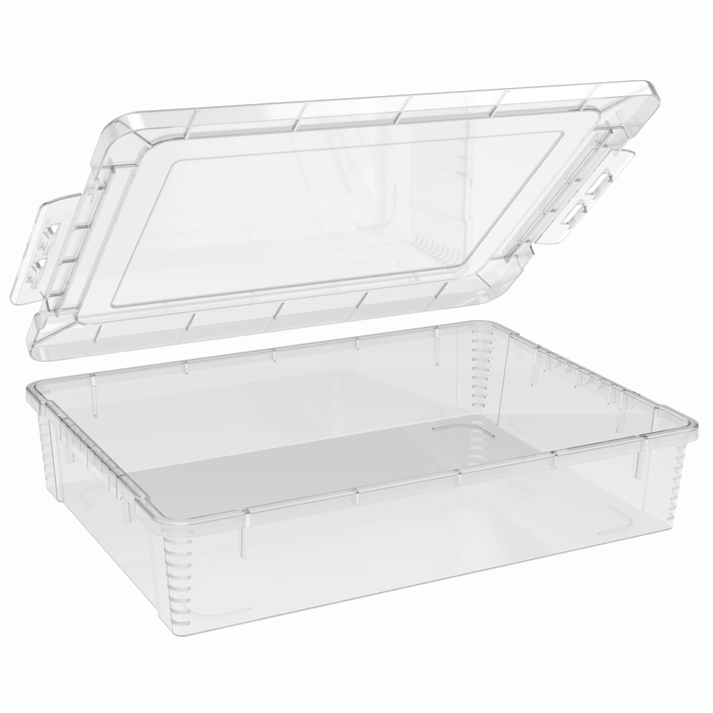 WestonBoxes A4 Clip Deckel Box, Übergroße Aufbewahrungsbehälter für A4-Papier, Dokumente, Schreibwaren, Kunst & Bastelbedarf, Organisieren & Aufbewahren von Spielen, Spielzeug, Modellen, transparenter