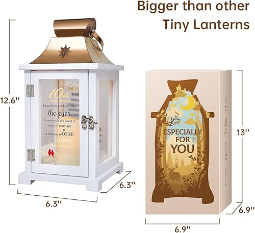 Miniatura 7 de Linterna de aniversario de 10 aniversario de boda, el mejor regalo de boda para parejas, esposa, padres, marido, lata de 10 años de matrimonio,