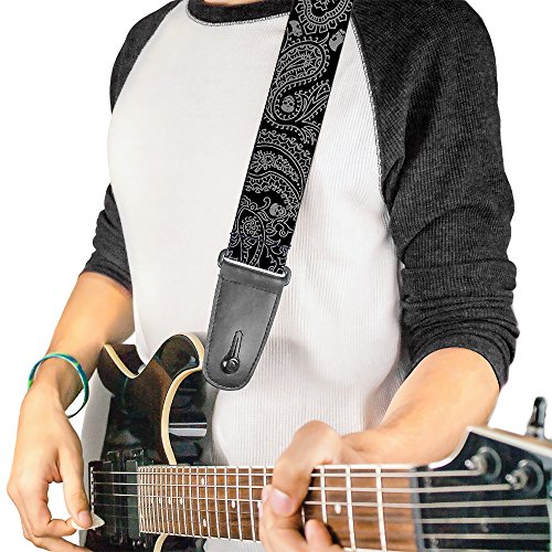 Buckle-down Sangle de guitare Bandana/Skulls Black/Silver - Les Beatles, Paul McCartney, John Lennon, RIngo Starr, George Harrison Buckle-down Sangle de guitare Bandana/Skulls Black/Silver – Image 3