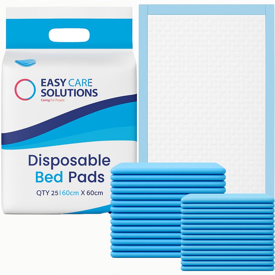 50 x Easy Care Solutions 60 x 60 cm | Disposable Incontinence Bed Pads, Underpads, Bed Mats, Mattress Protectors, Incontinence Pads, Waterproof Bed Sheets for Every person | 2 Packs of 25